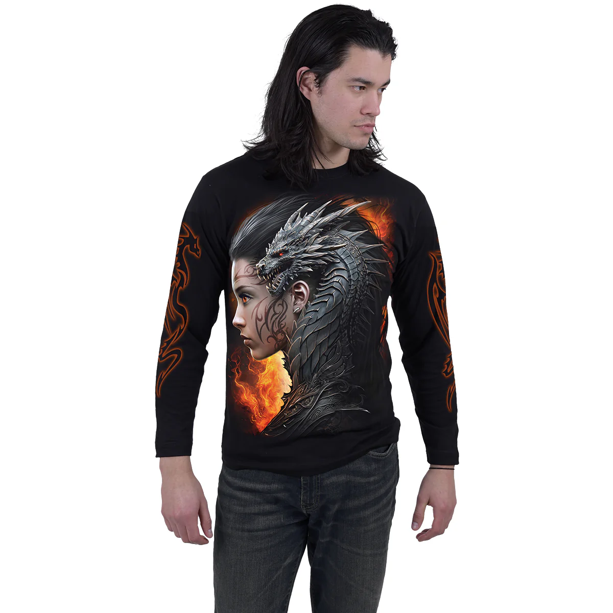 DRACO QUEEN - Longsleeve T-Shirt Black - Image 3