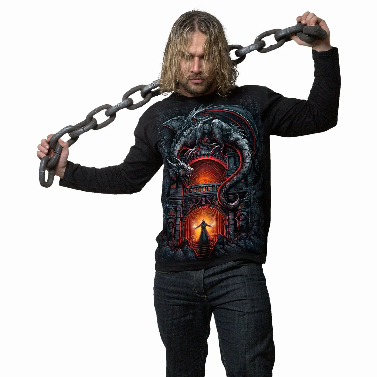 DRAGON'S LAIR - Longsleeve T-Shirt Black - Image 3