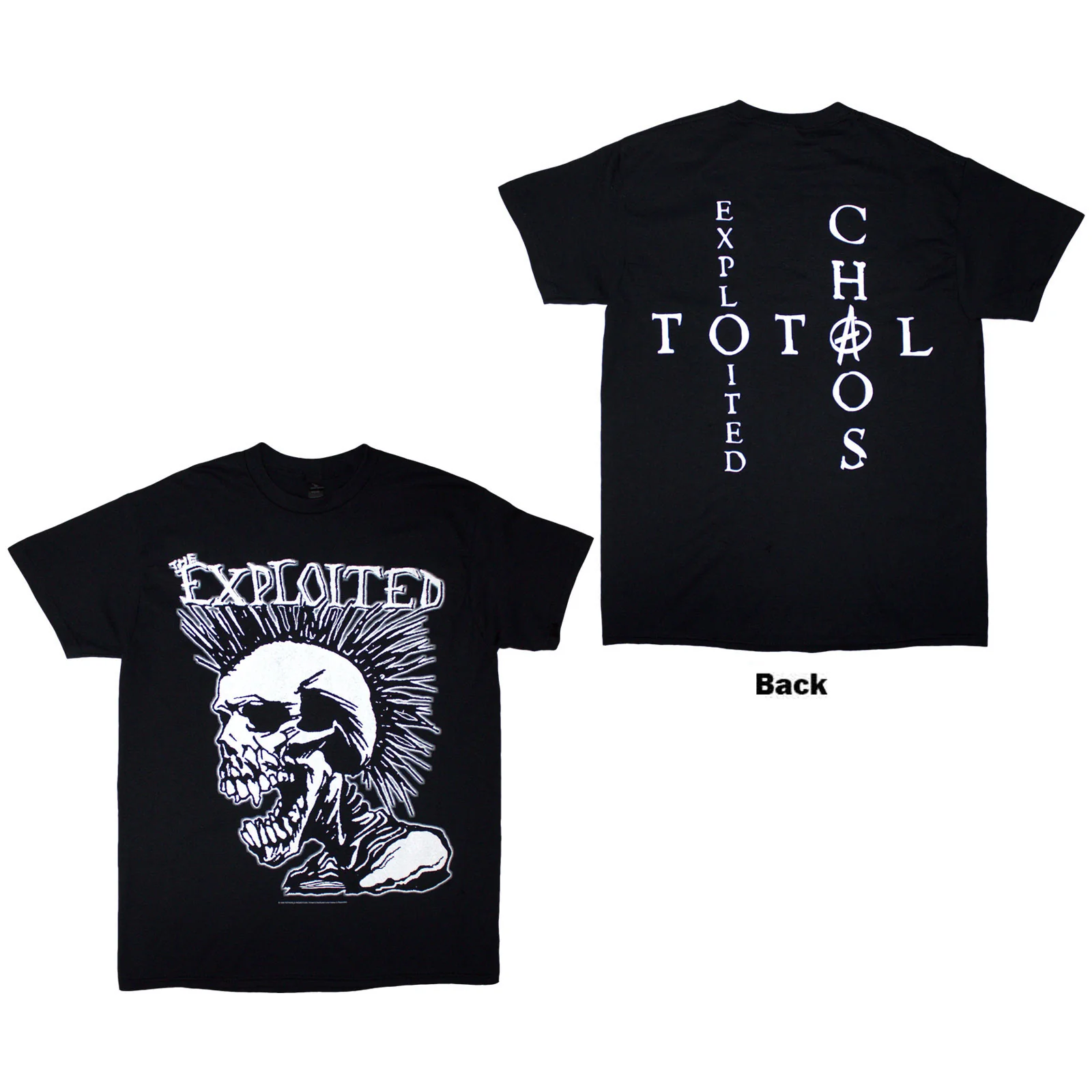 THE EXPLOITED - MOHICAN SKULL - T-Shirt Black (Back Print)