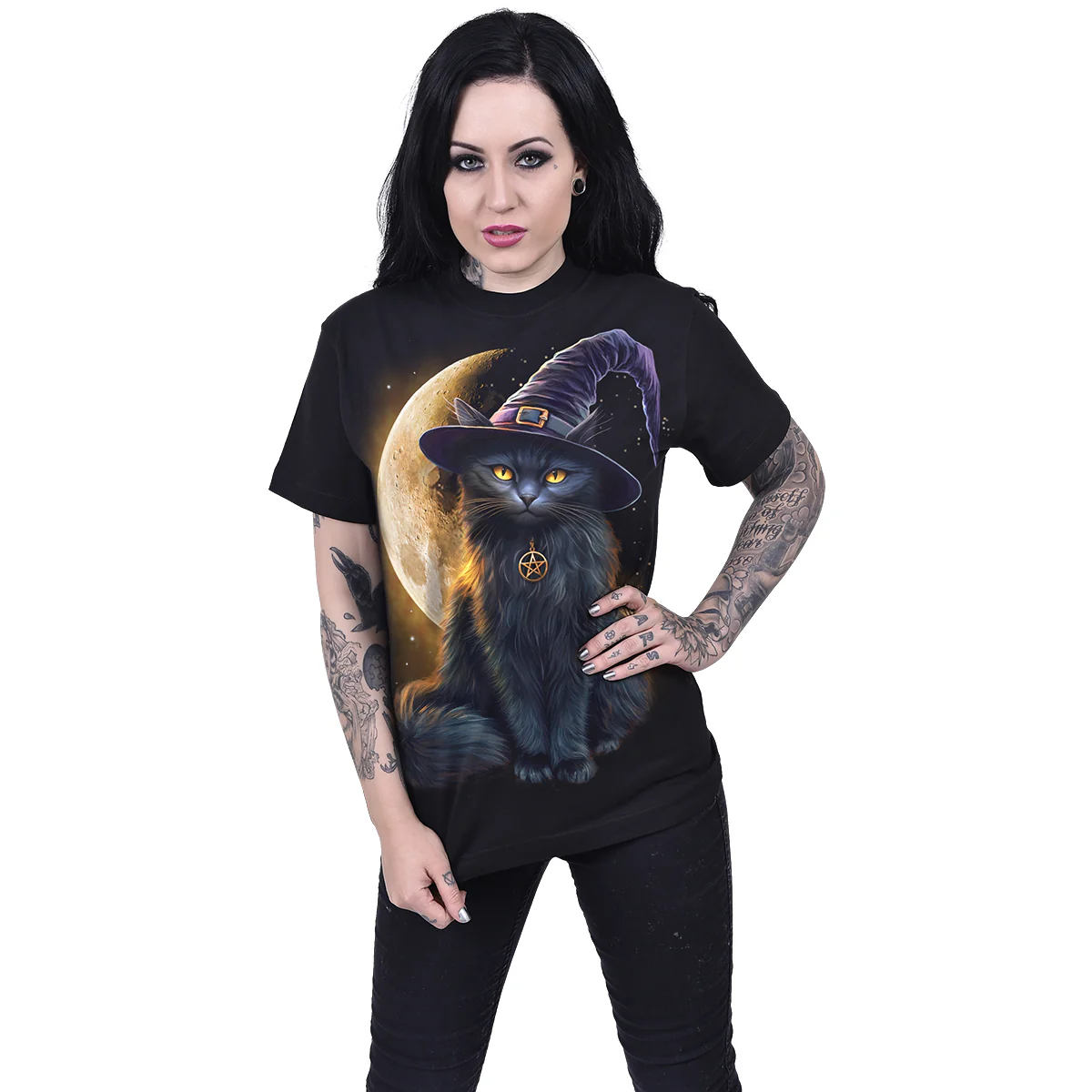 FAMILIAR MAGIC - Front Print T-Shirt Black - Image 2