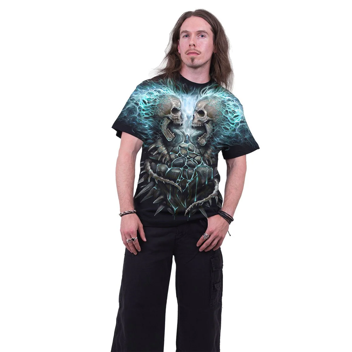 FLAMING SPINE - Allover T-Shirt Black - Image 3