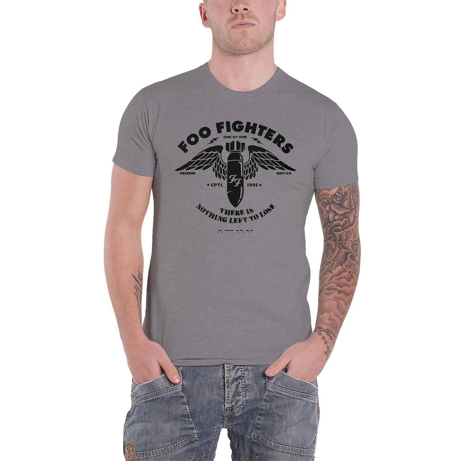 FOO FIGHTERS - STENCIL - T-Shirt Grey - Image 2