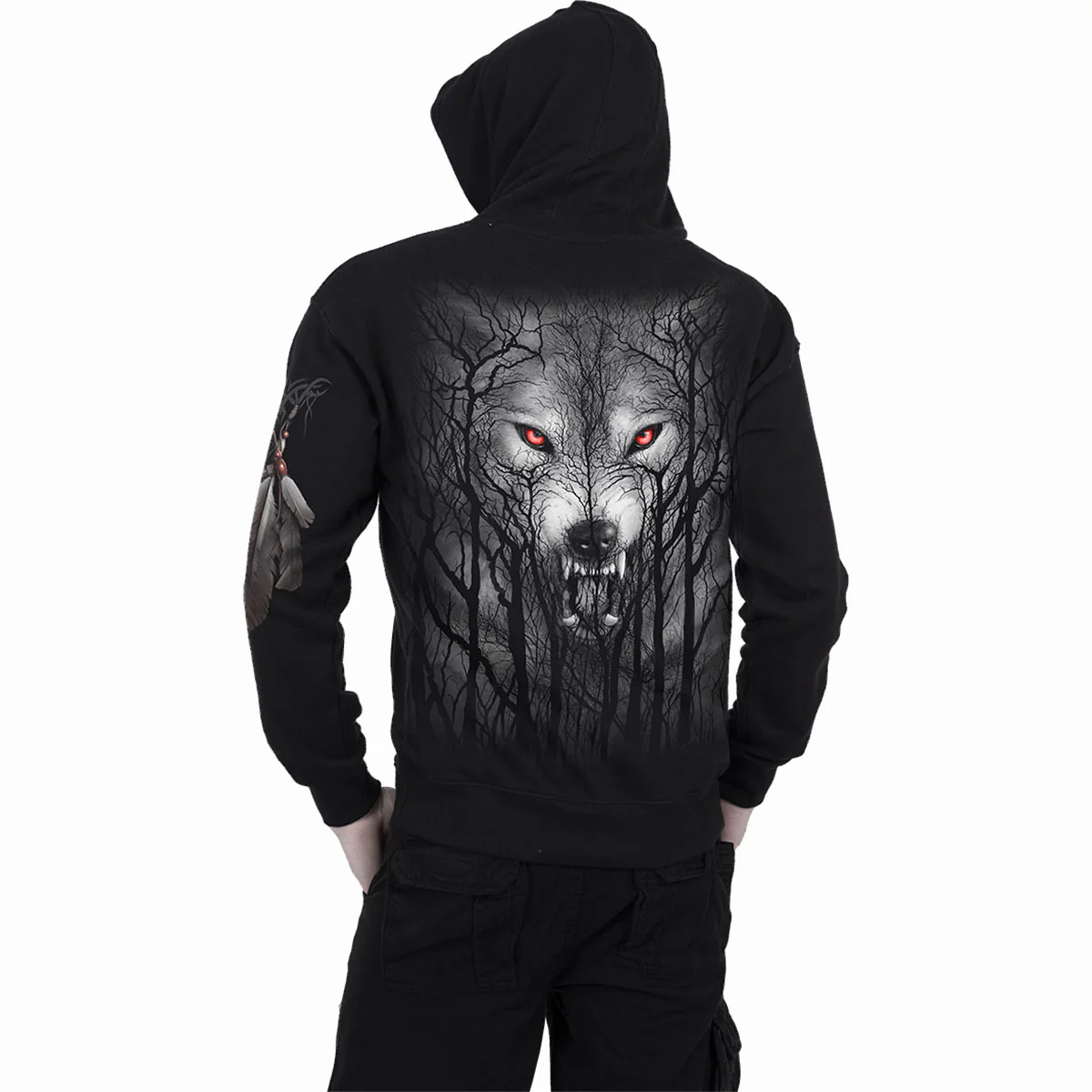 FOREST WOLF - Full Zip Hoody Black - Image 3