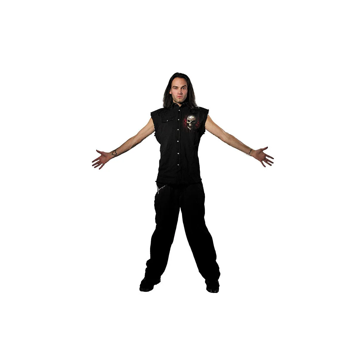 GAME OVER - Sleeveless Stone Washed Worker Black - Image 3
