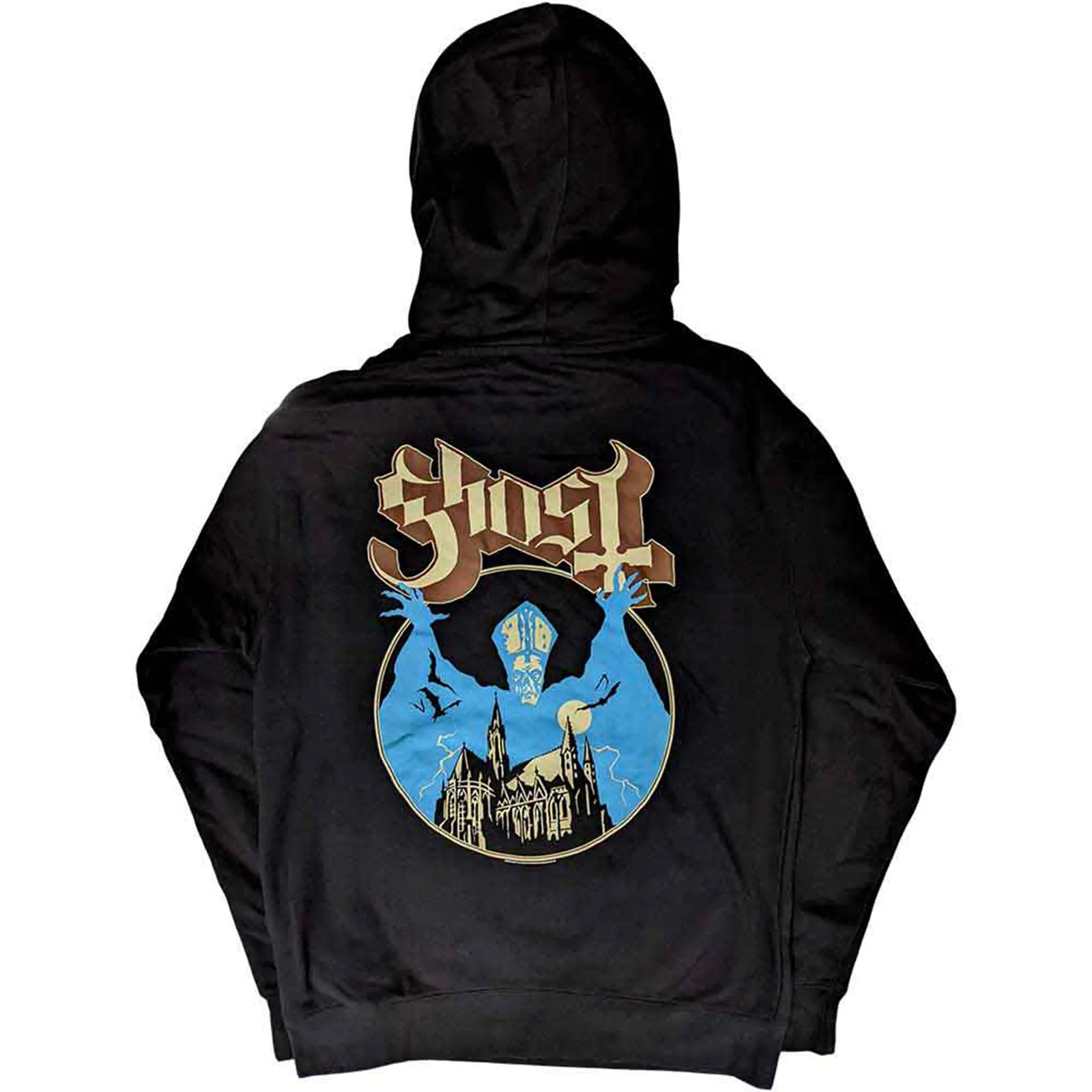 GHOST - POCKET LOGO & OPUS - Pullover Hoodie Black (Back Print) - Image 2