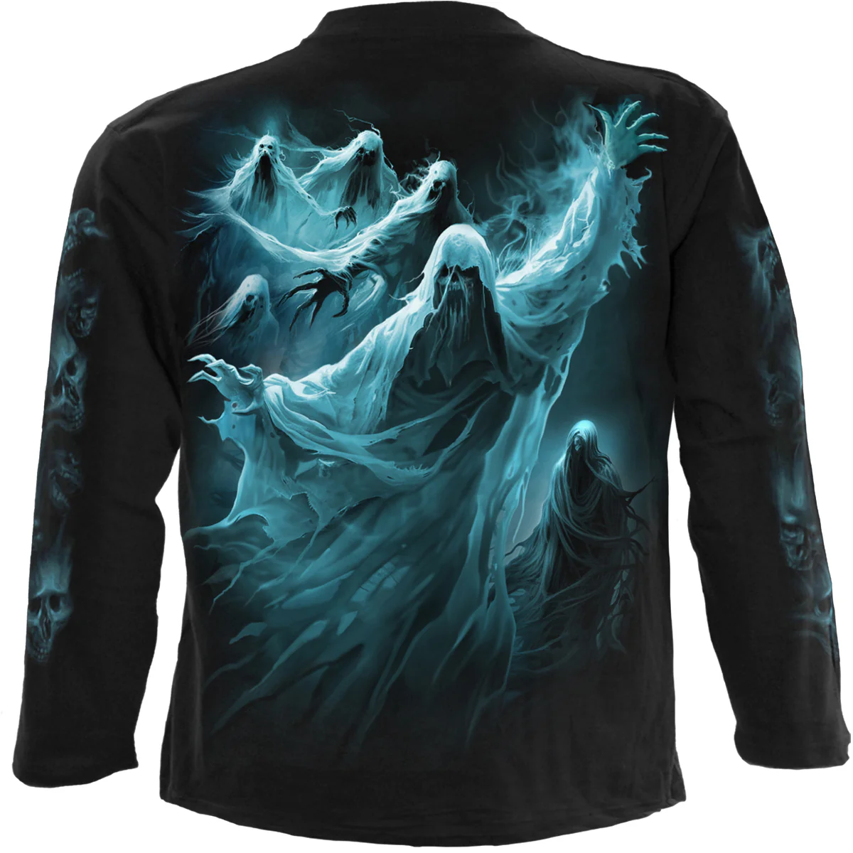 GHOST SKULL - Longsleeve T-Shirt Black - Image 2