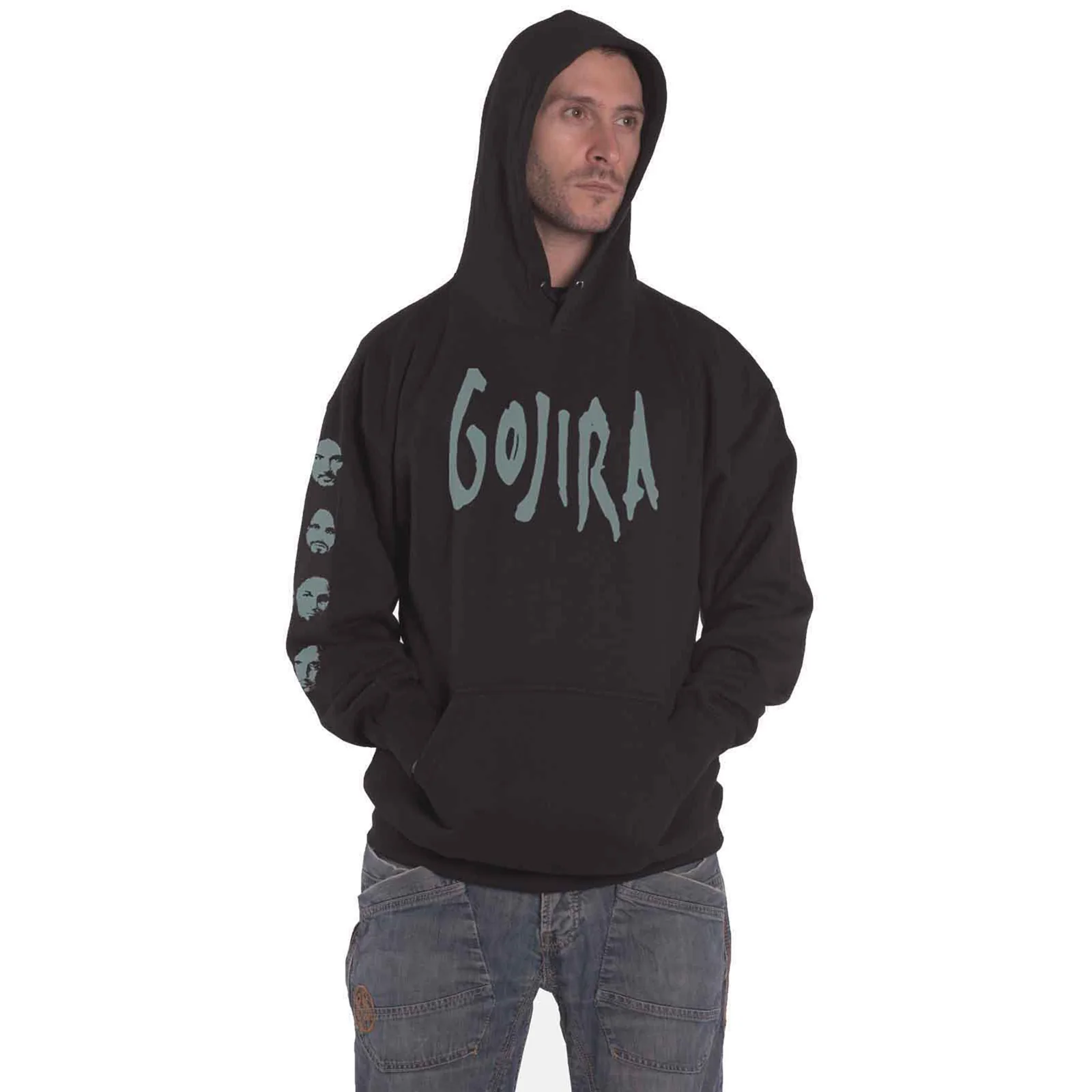 GOJIRA - FORTITUDE FACES - Pullover Hoodie Black (Back & Sleeve Print) - Image 3