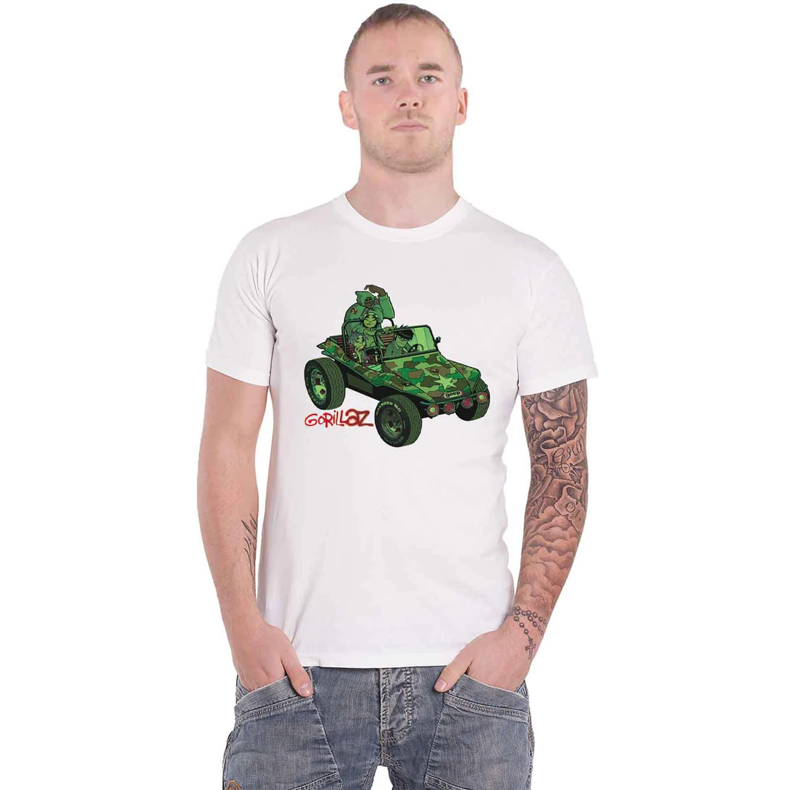 GORILLAZ - GREEN JEEP - T-Shirt White - Image 2