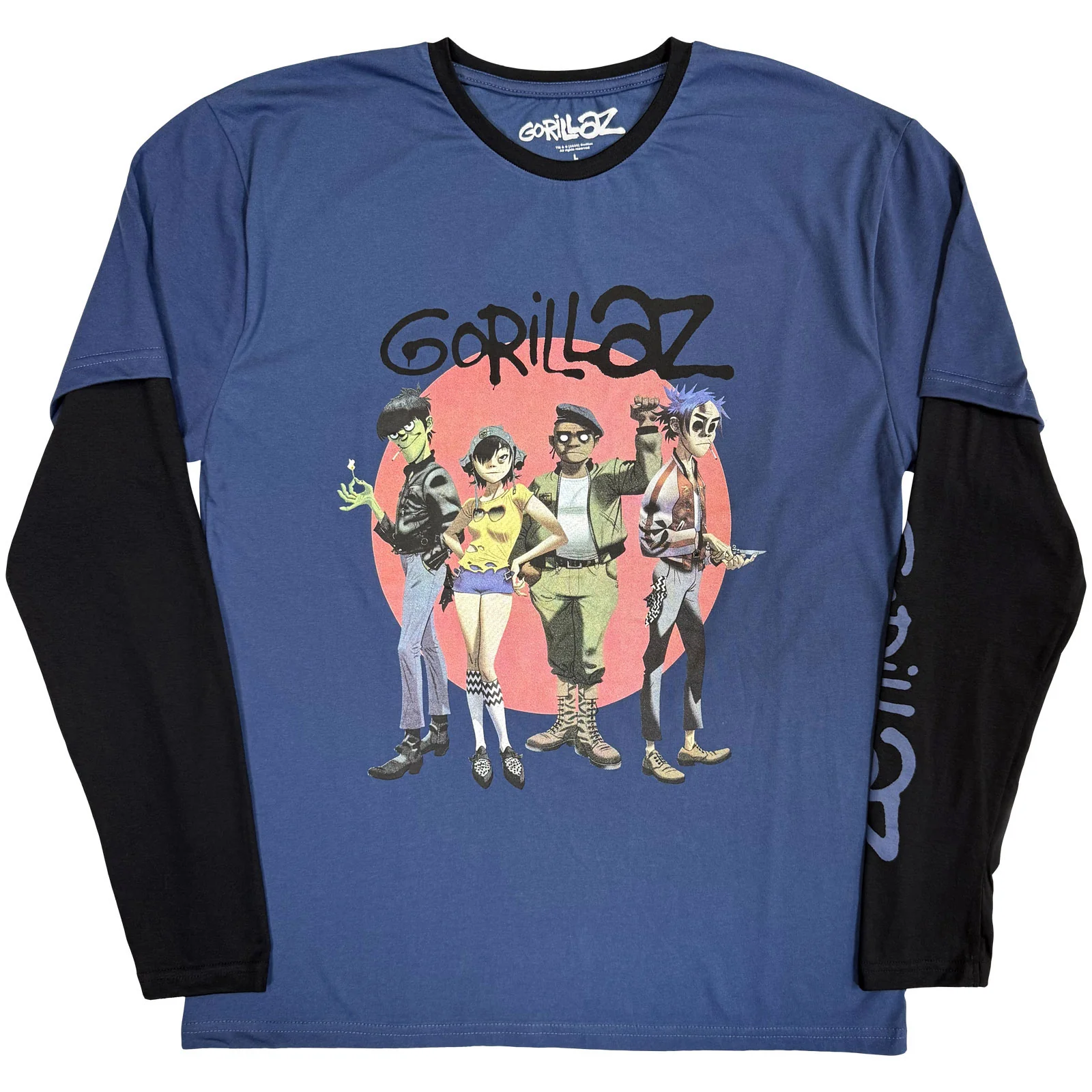 GORILLAZ - GROUP CIRCLE RISE - Layered Long Sleeve T-Shirt Black,Blue (Sleeve Print)