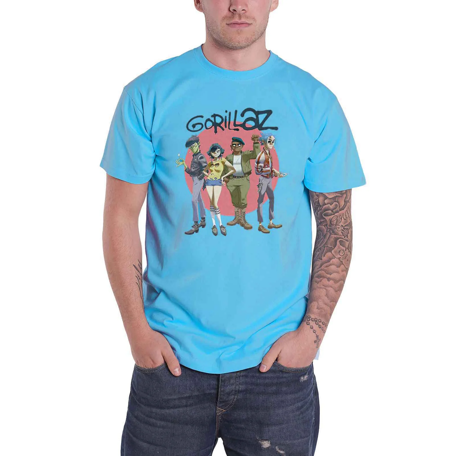 GORILLAZ - GROUP CIRCLE RISE - T-Shirt Blue - Image 2