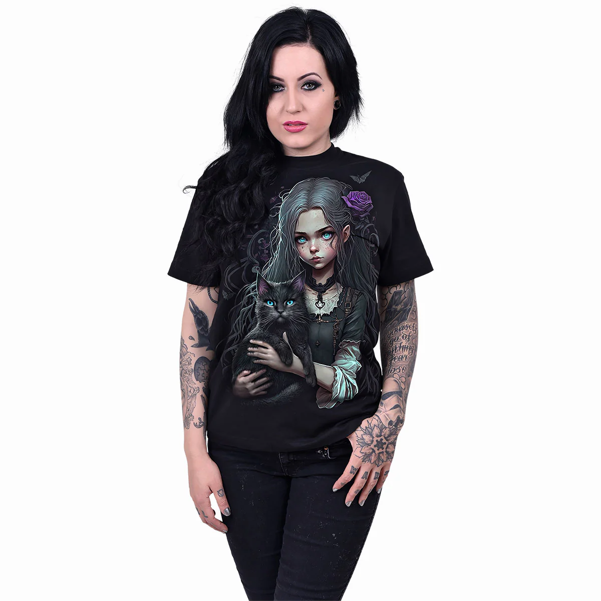 GOTH FAMILIAR - Front Print T-Shirt Black - Image 2