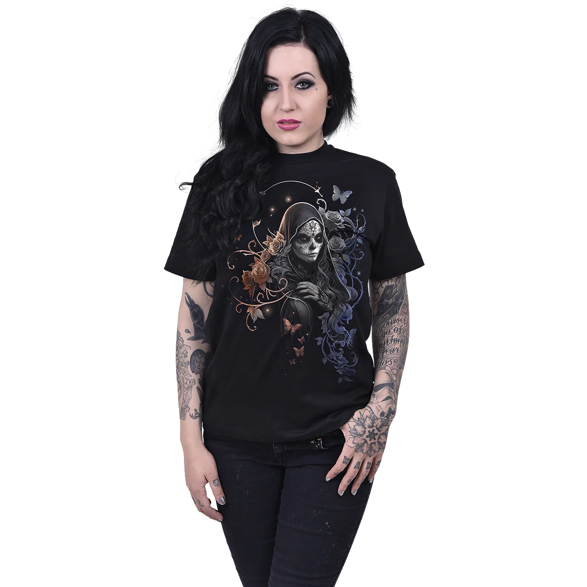 GOTHIC GRACE - Front Print T-Shirt Black - Image 2