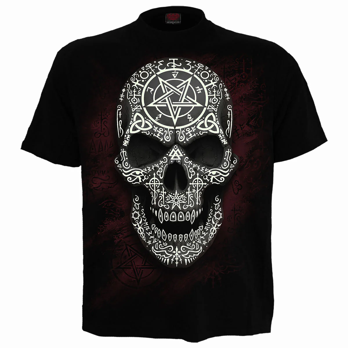 GOTHIC RUNES - GLOW IN THE DARK - Front Print T-Shirt Black - Image 2