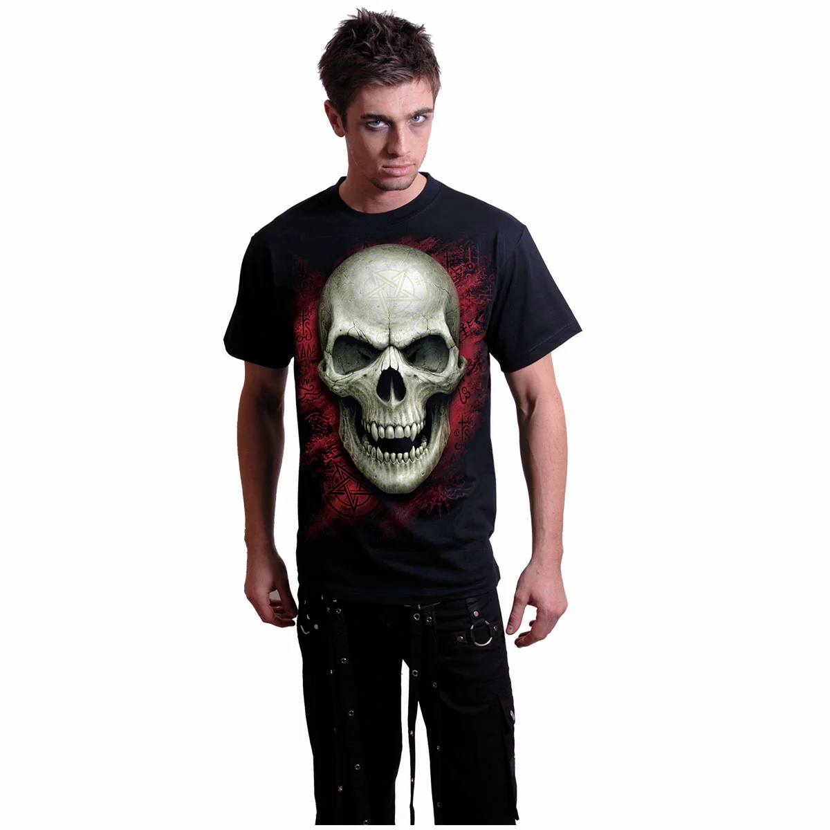 GOTHIC RUNES - GLOW IN THE DARK - Front Print T-Shirt Black - Image 3