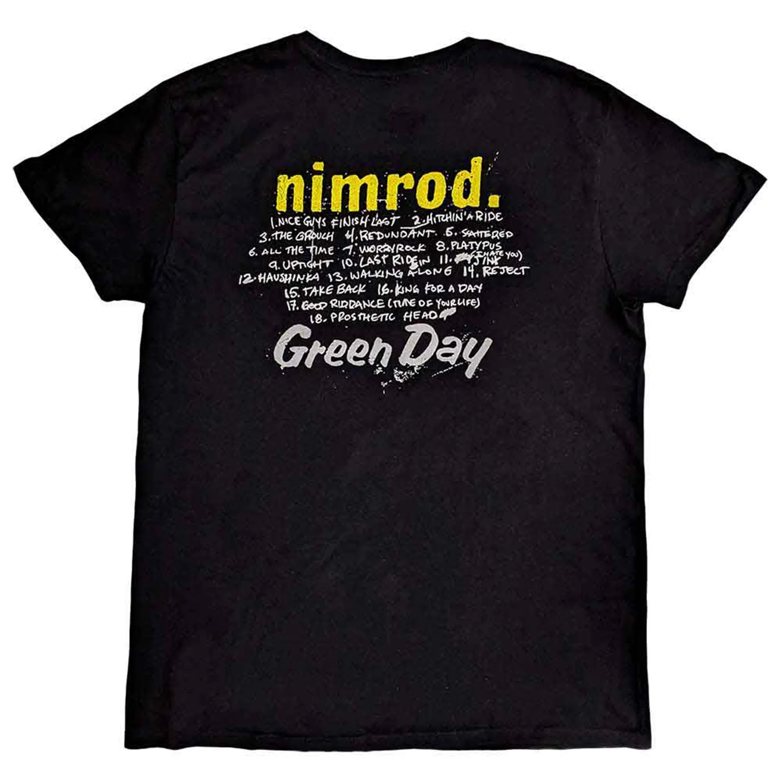 GREEN DAY - NIMROD TRACKLIST - T-Shirt Black (Back Print) - Image 2