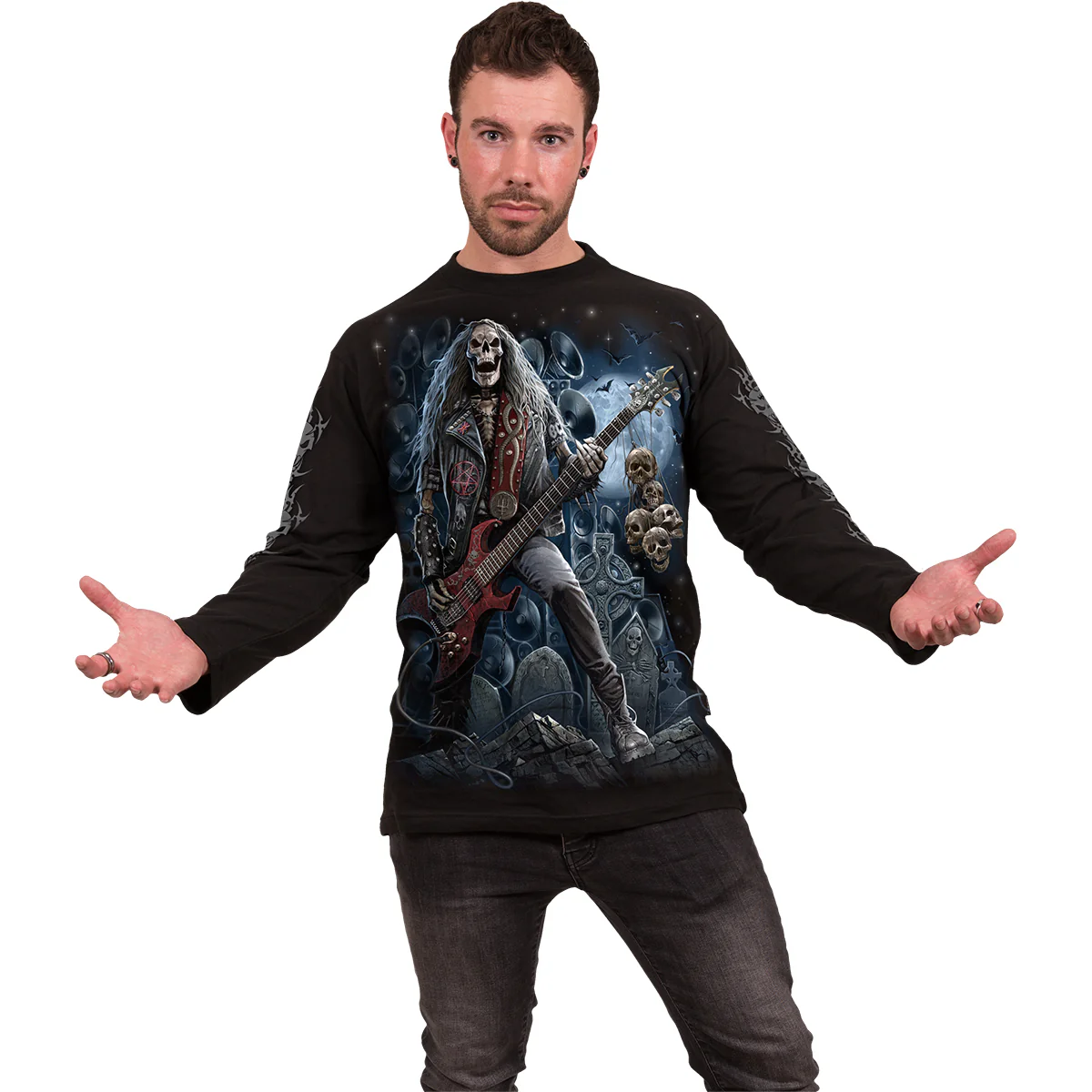 GRIM ROCKER - Longsleeve T-Shirt Black - Image 3