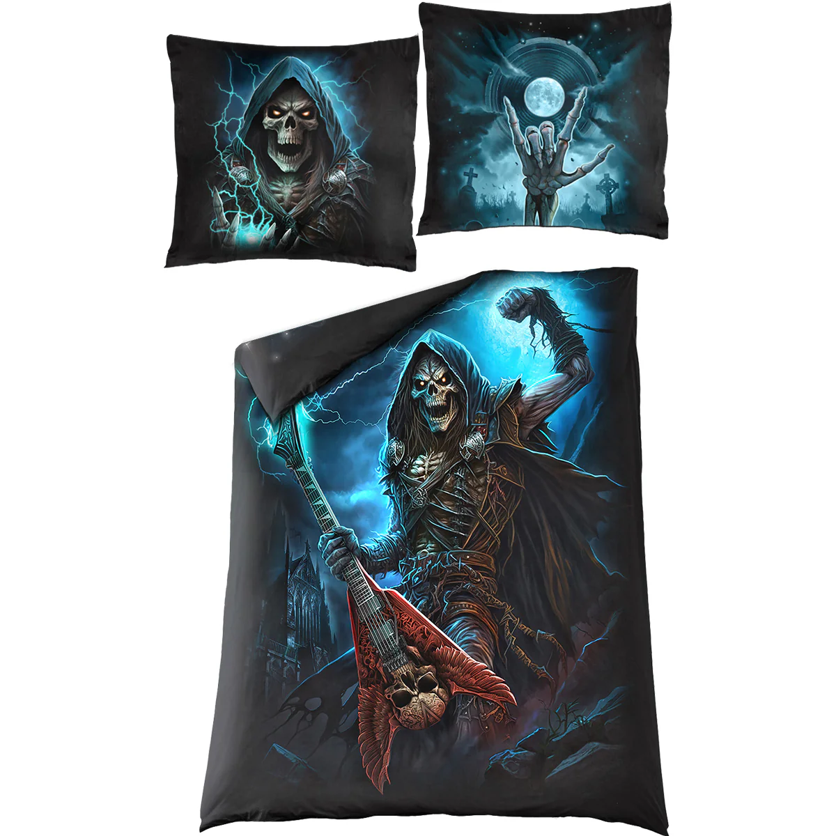 GRIM ROCKER - Single Cotton Duvet Cover + UK And EU Pillow case - Image 2