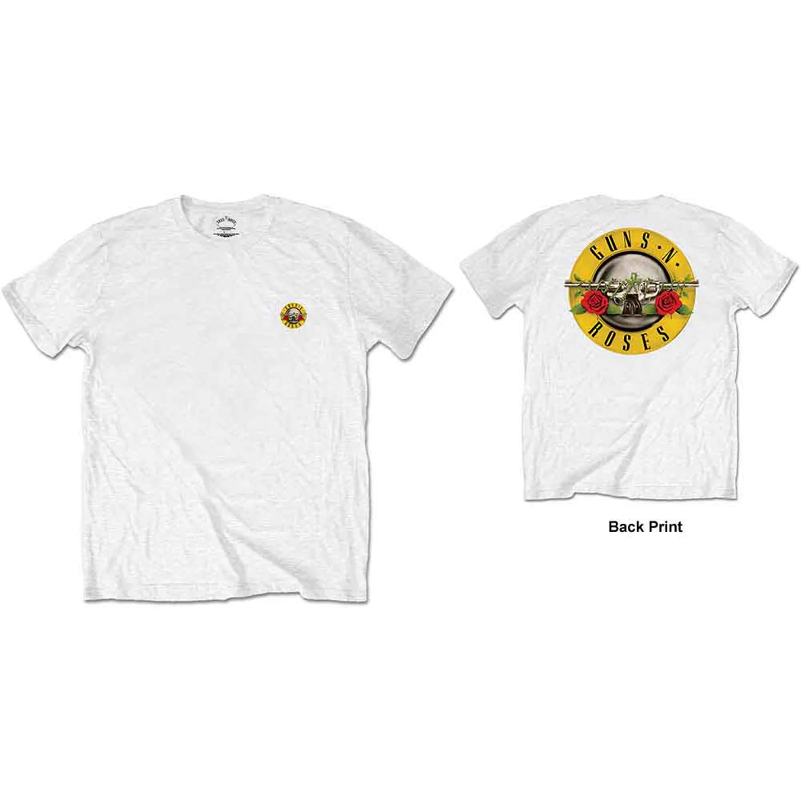 GUNS N ROSES - CLASSIC LOGO - Retail Pack T-Shirt White (Back Print)