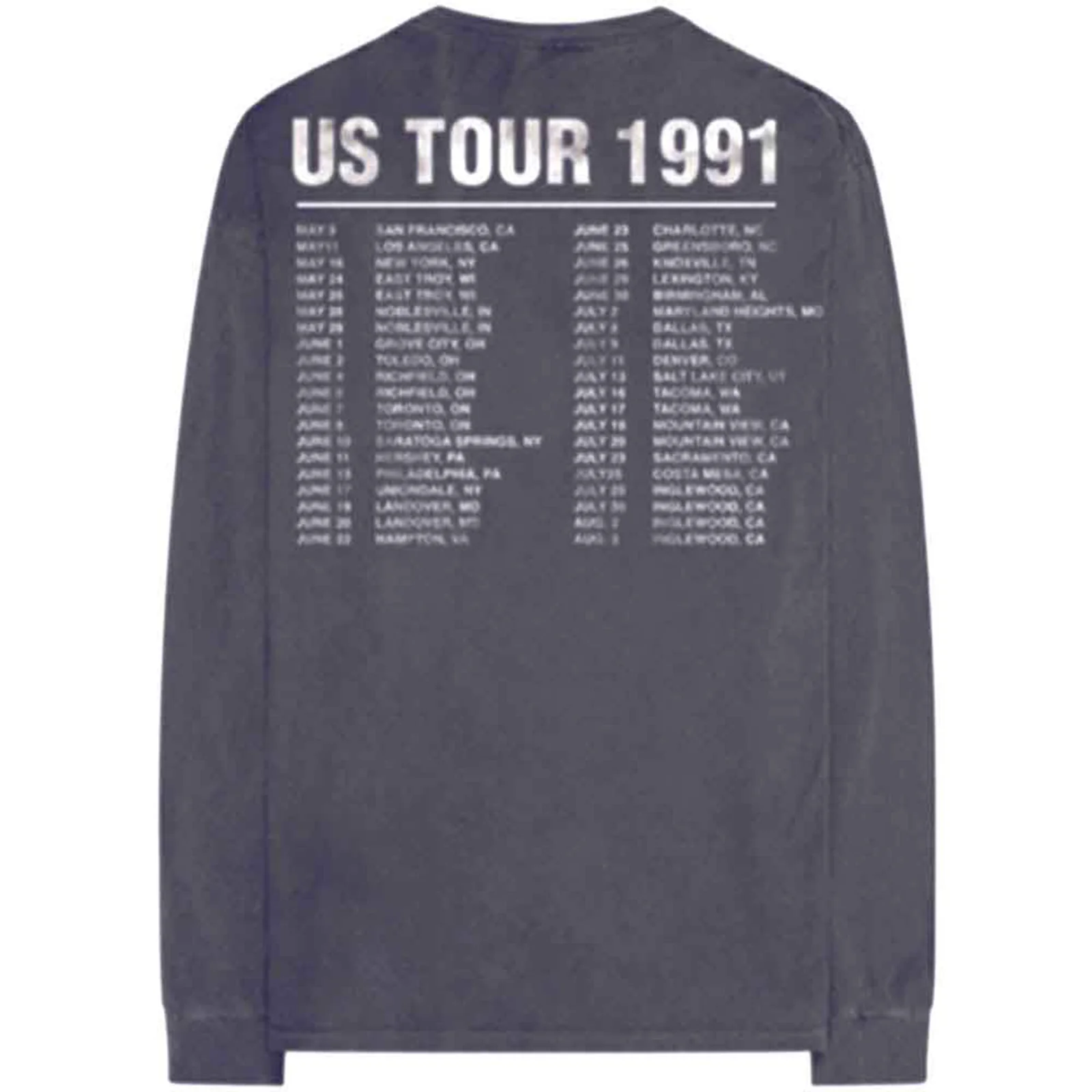 GUNS N ROSES - HOLLYWOOD TOUR - Long Sleeve T-Shirt Grey (Back & Sleeve Print) - Image 2