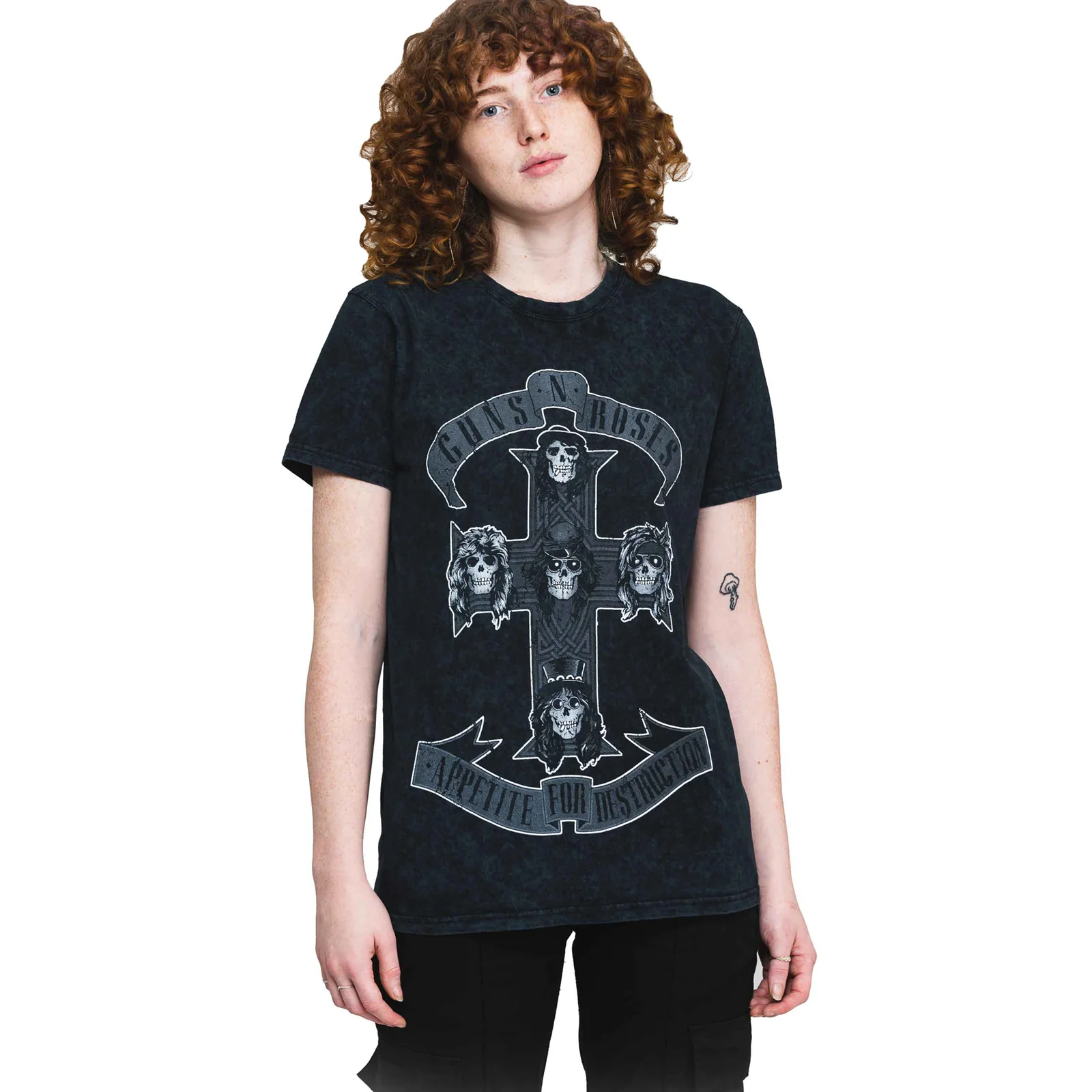 GUNS N ROSES - MONOCHROME CROSS - T-Shirt Black (Wash Collection) - Image 2