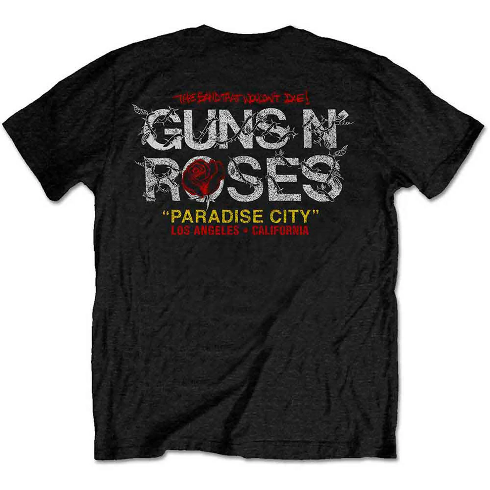 GUNS N ROSES - ROSE CIRCLE PARADISE CITY - T-Shirt Black (Back Print) - Image 2