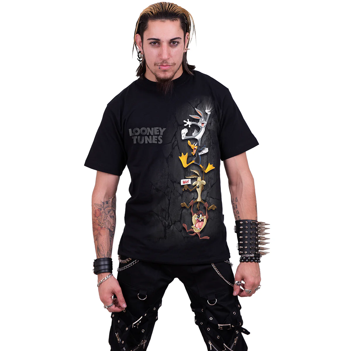 HANGING TUNES - Front Print T-Shirt Black - Image 2