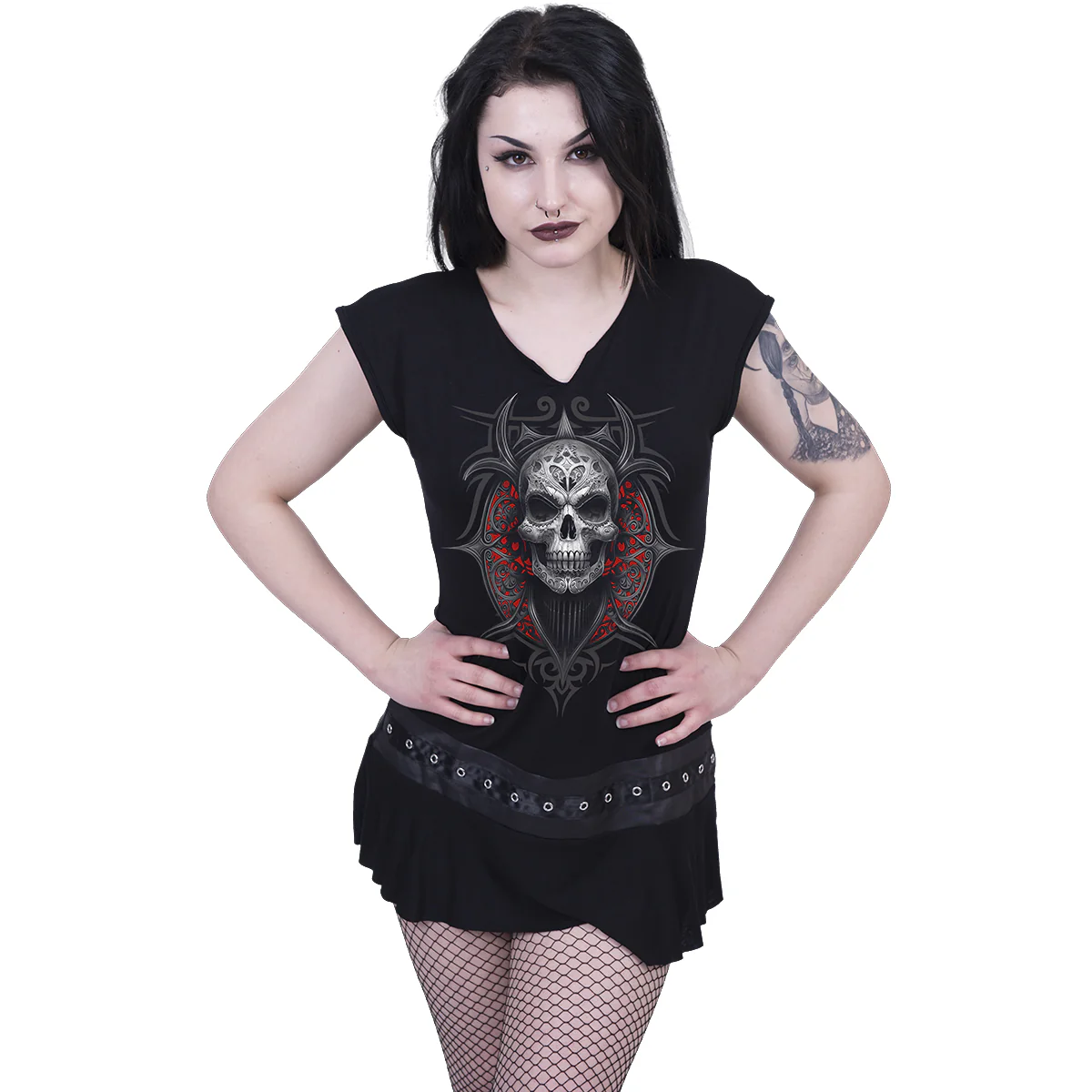 HIGH PRIESTESS - Stud Waist Mini Dress Black - Image 2