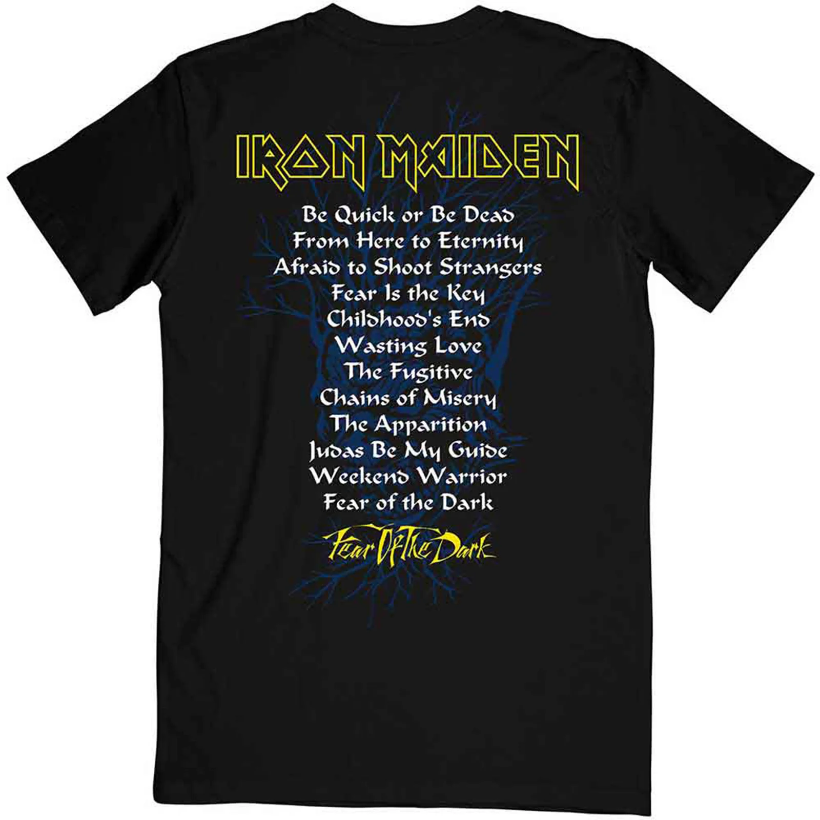 IRON MAIDEN - FEAR OF THE DARK ALBUM TRACK LISTING - T-Shirt Black (Back Print) - Image 2