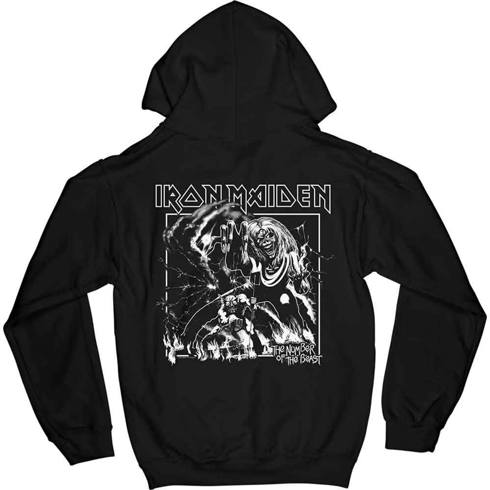 IRON MAIDEN - NUMBER OF THE BEAST ONE COLOUR - Pullover Hoodie Black (Back Print) - Image 2