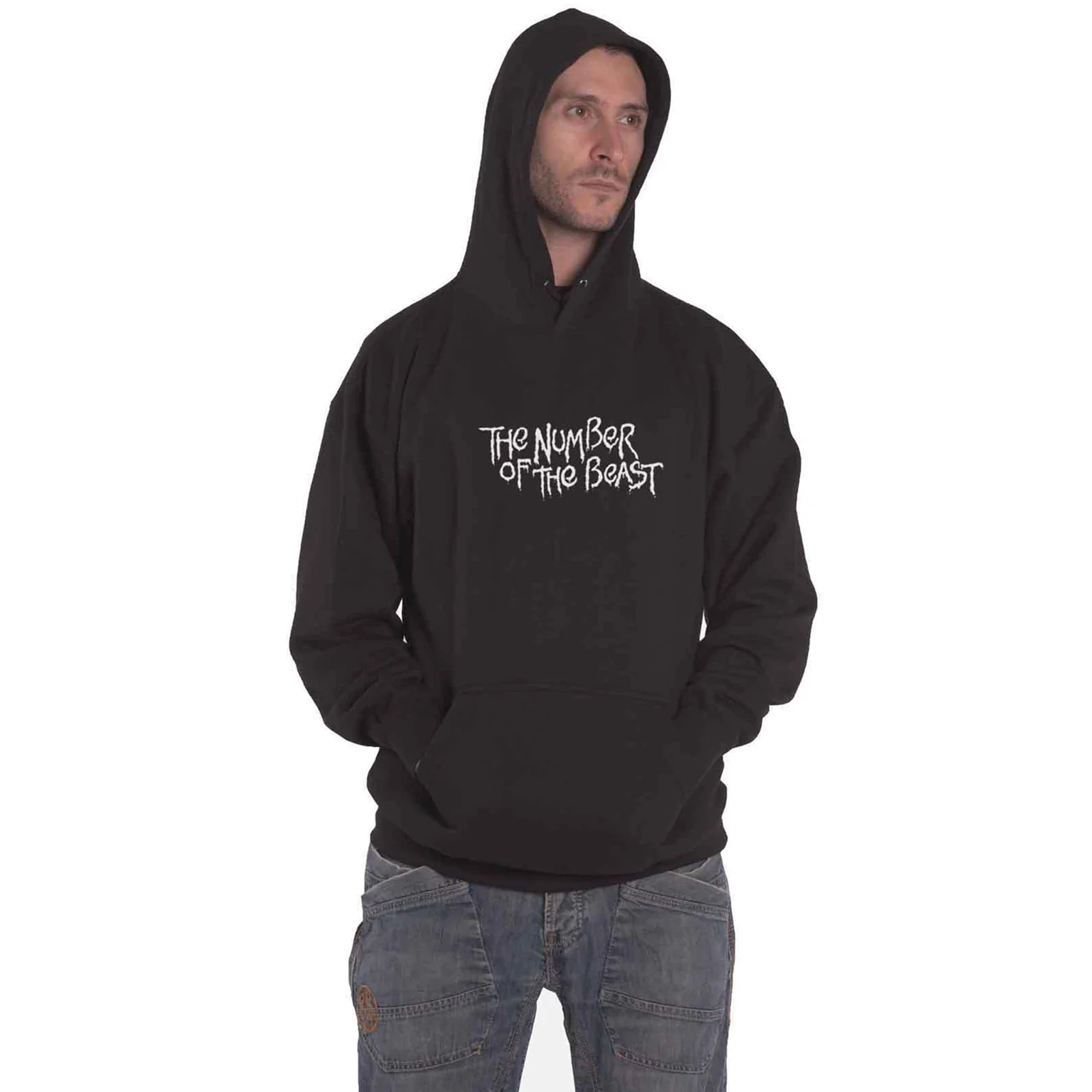 IRON MAIDEN - NUMBER OF THE BEAST ONE COLOUR - Pullover Hoodie Black (Back Print) - Image 3