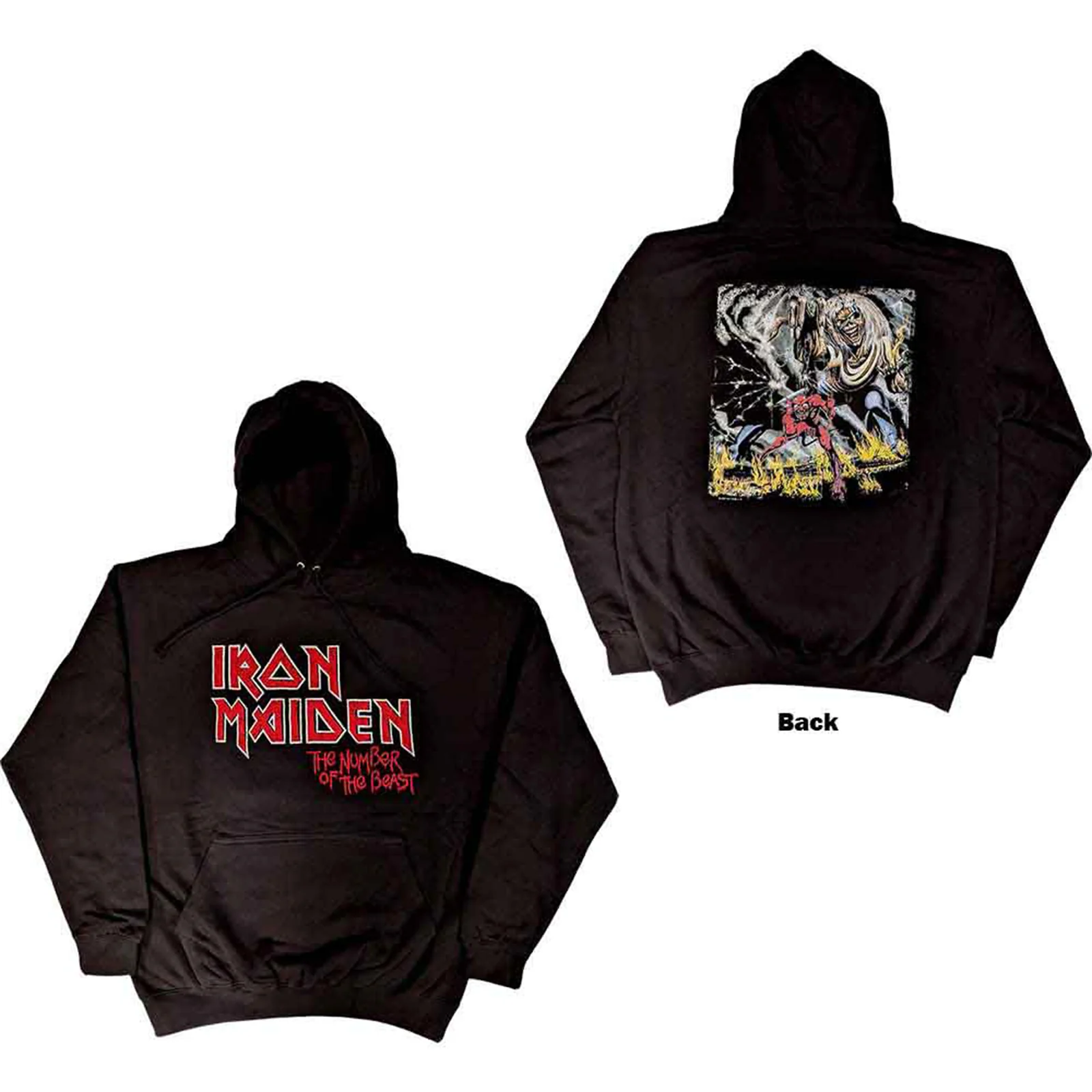 IRON MAIDEN - NUMBER OF THE BEAST VINTAGE LOGO FADED EDGE ALBUM - Pullover Hoodie Black (Back Print)