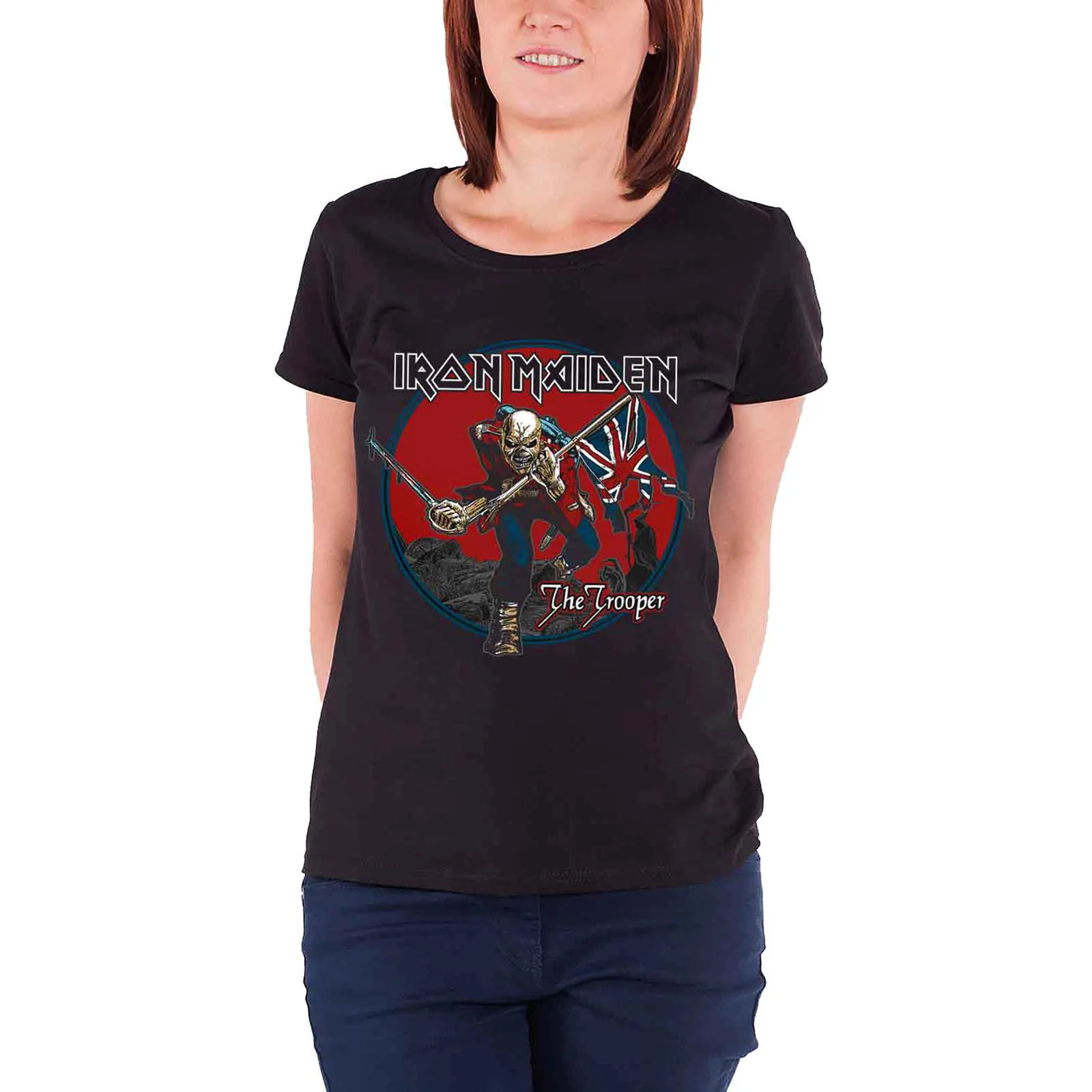 IRON MAIDEN - TROOPER RED SKY - Ladies T-Shirt Black - Image 2