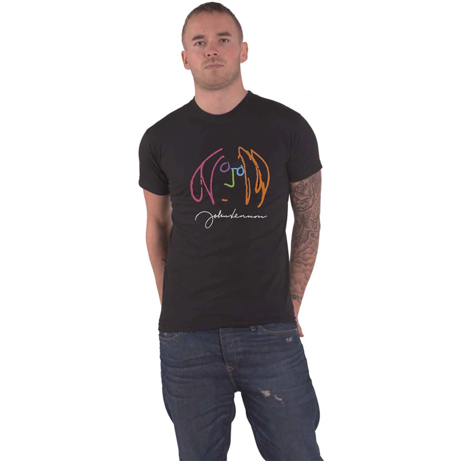 JOHN LENNON - SELF PORTRAIT FULL COLOUR - T-Shirt Black - Image 2