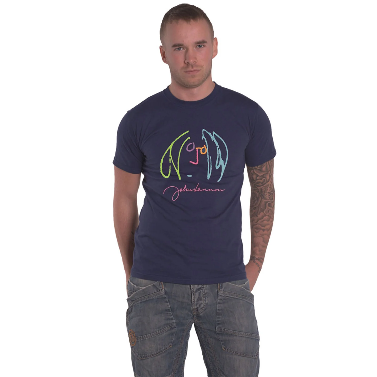 JOHN LENNON - SELF PORTRAIT FULL COLOUR - T-Shirt Blue - Image 2