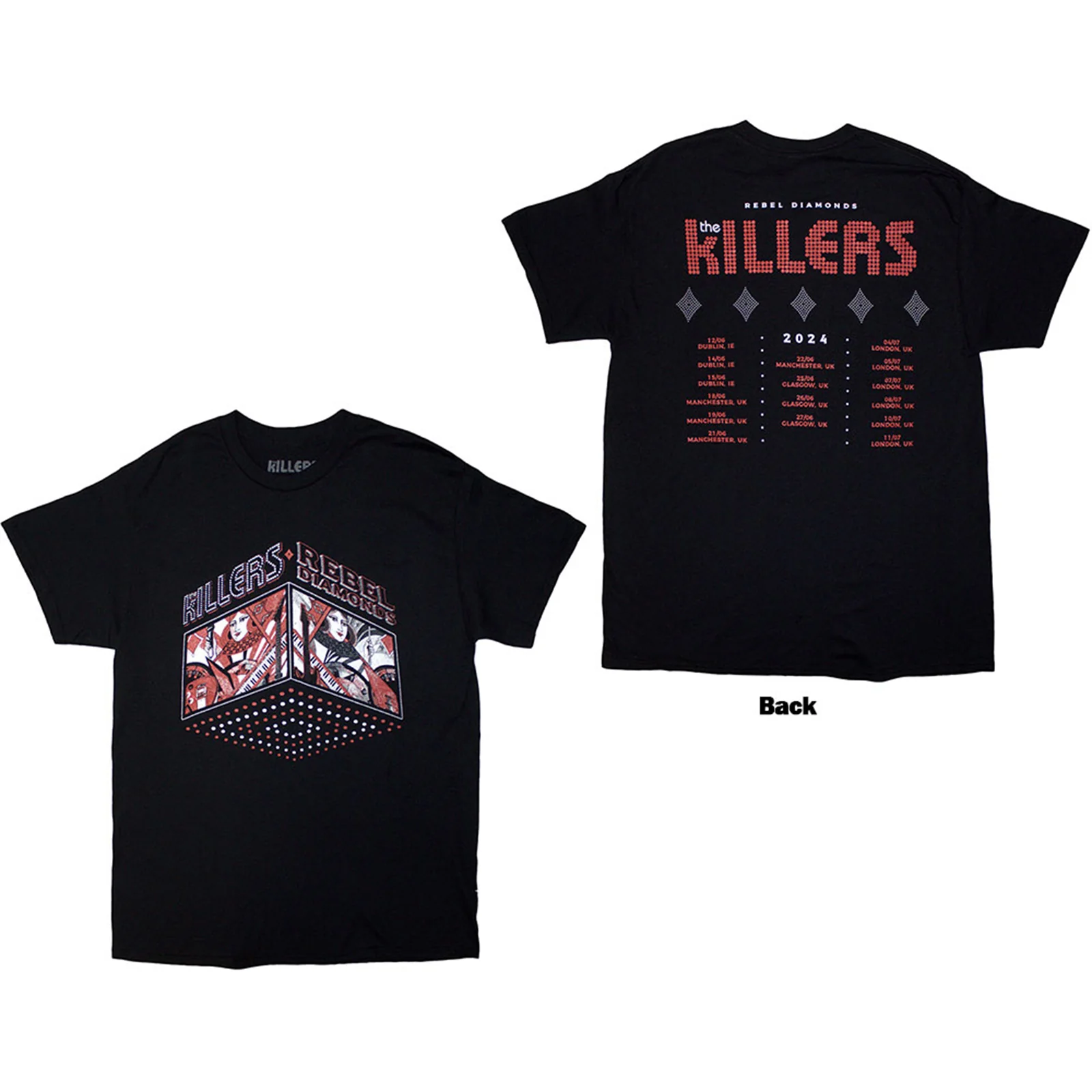 THE KILLERS - TOUR '24 REBEL DIAMONDS - T-Shirt Black (Back Print & Ex-Tour)