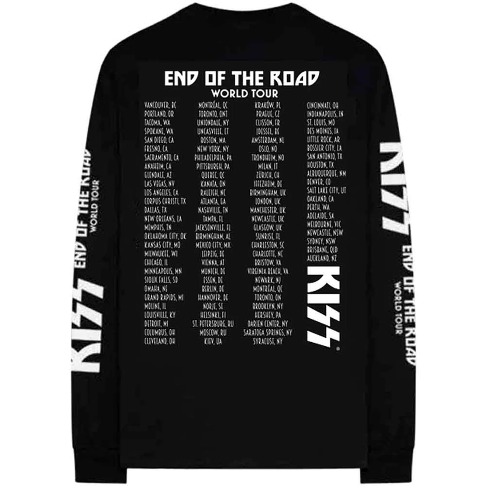 KISS - END OF THE ROAD TOUR - Long Sleeve T-Shirt Black (Ex-Tour & Back & Sleeve Print) - Image 2