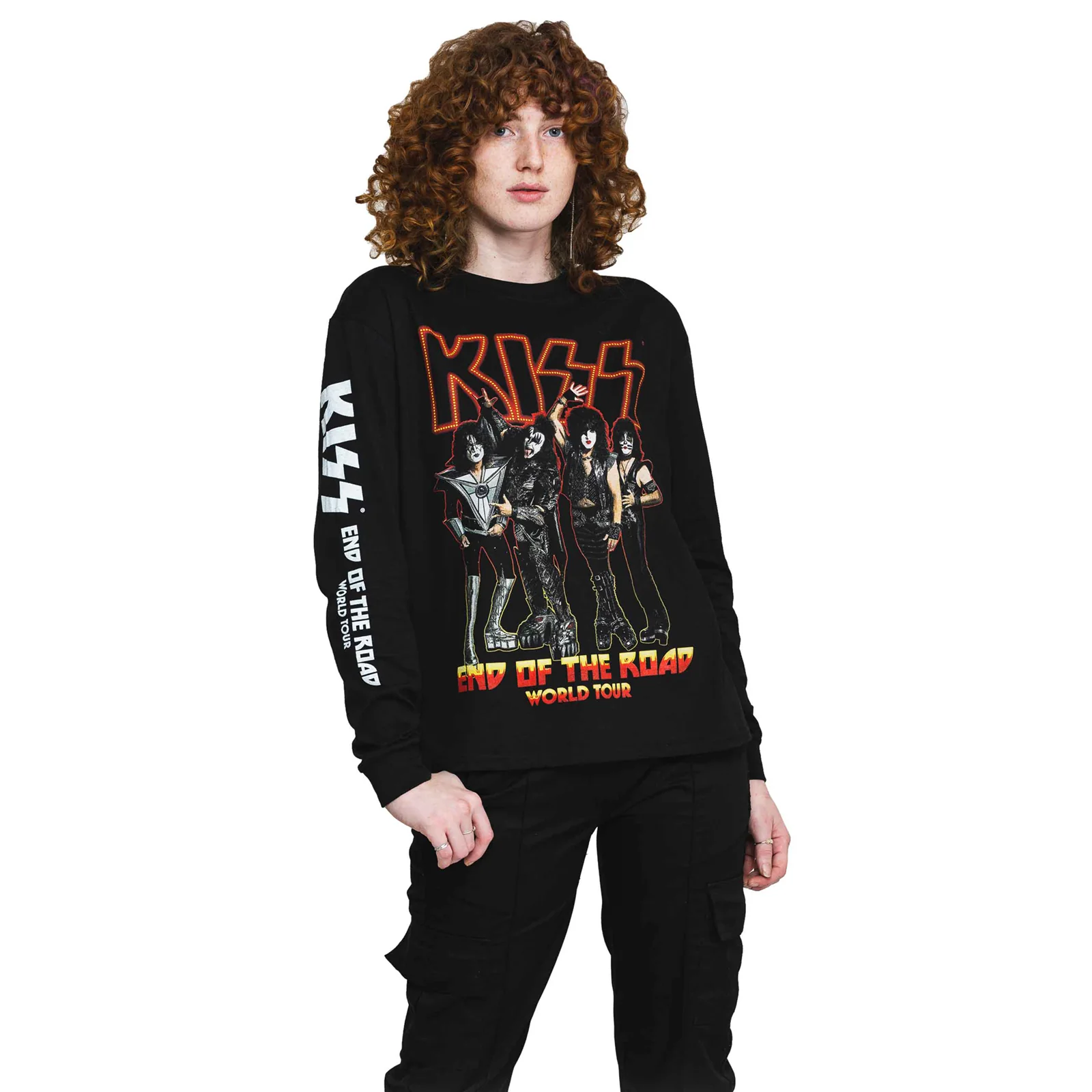 KISS - END OF THE ROAD TOUR - Long Sleeve T-Shirt Black (Ex-Tour & Back & Sleeve Print) - Image 3