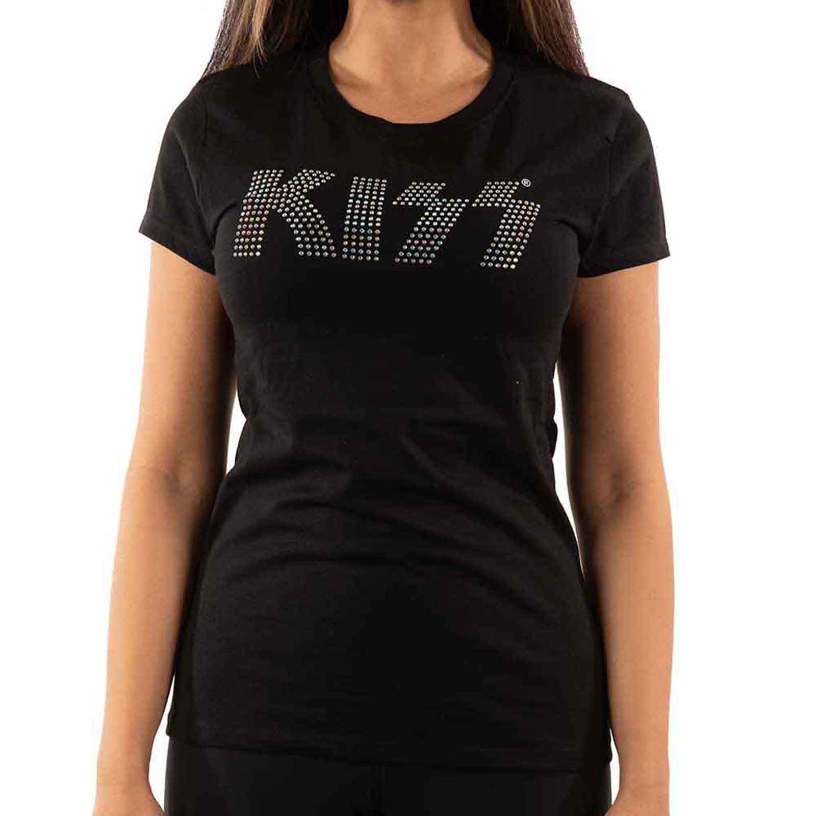 KISS - LOGO - Ladies T-Shirt Black (Embellished) - Image 3
