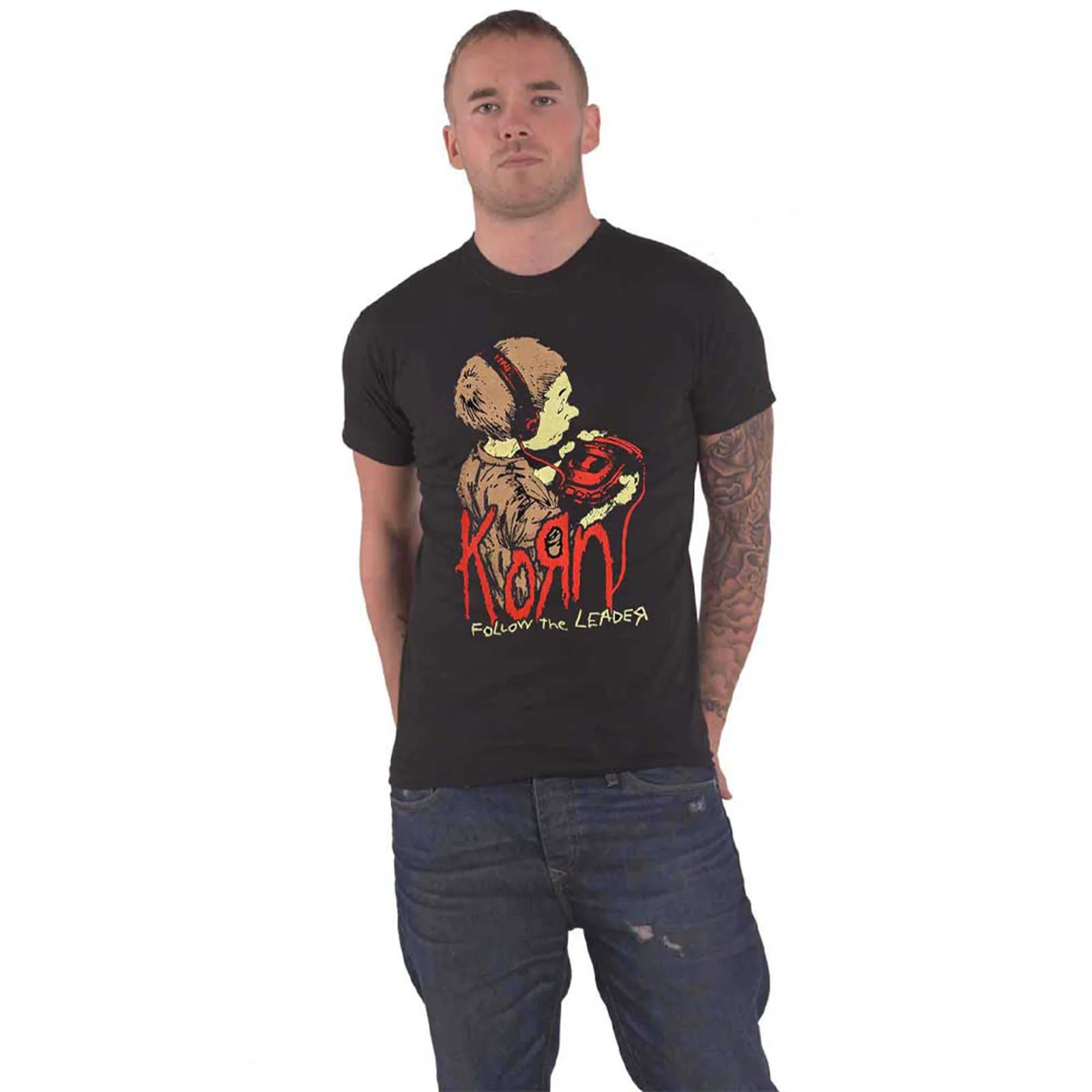 KORN - FOLLOW THE LEADER - T-Shirt Black (Back Print) - Image 3
