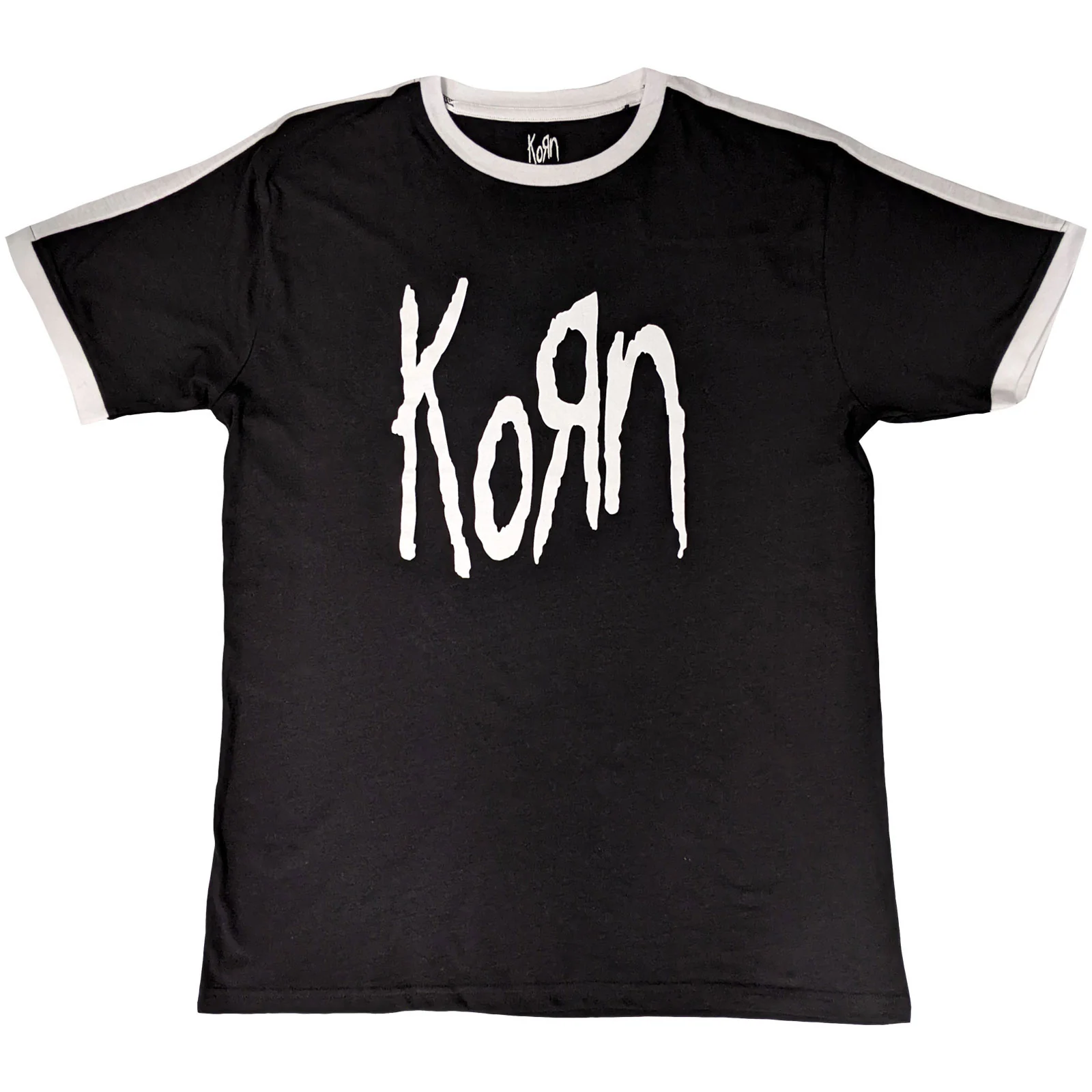 KORN - LOGO - Ringer T-Shirt Black