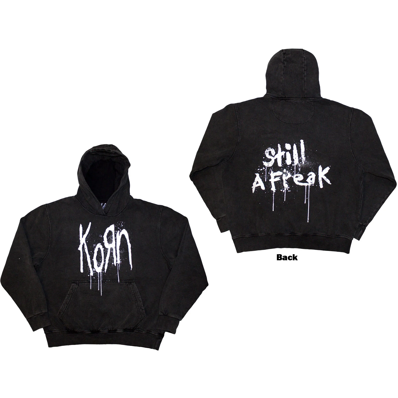 KORN - STILL A FREAK - Stone Wash Pullover Hoodie Grey (Back Print)