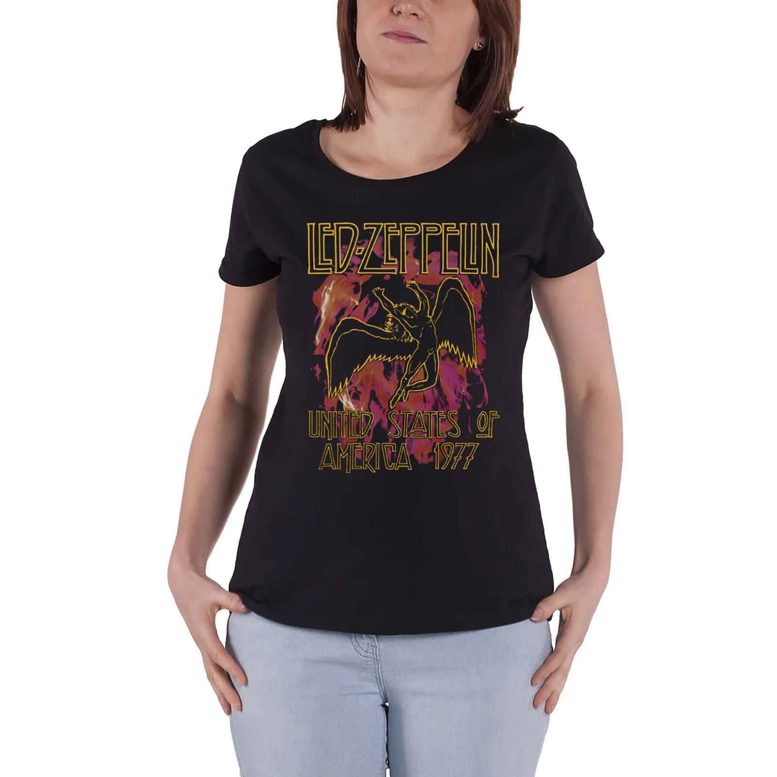 LED ZEPPELIN - BLACK FLAMES - Ladies T-Shirt Black - Image 2