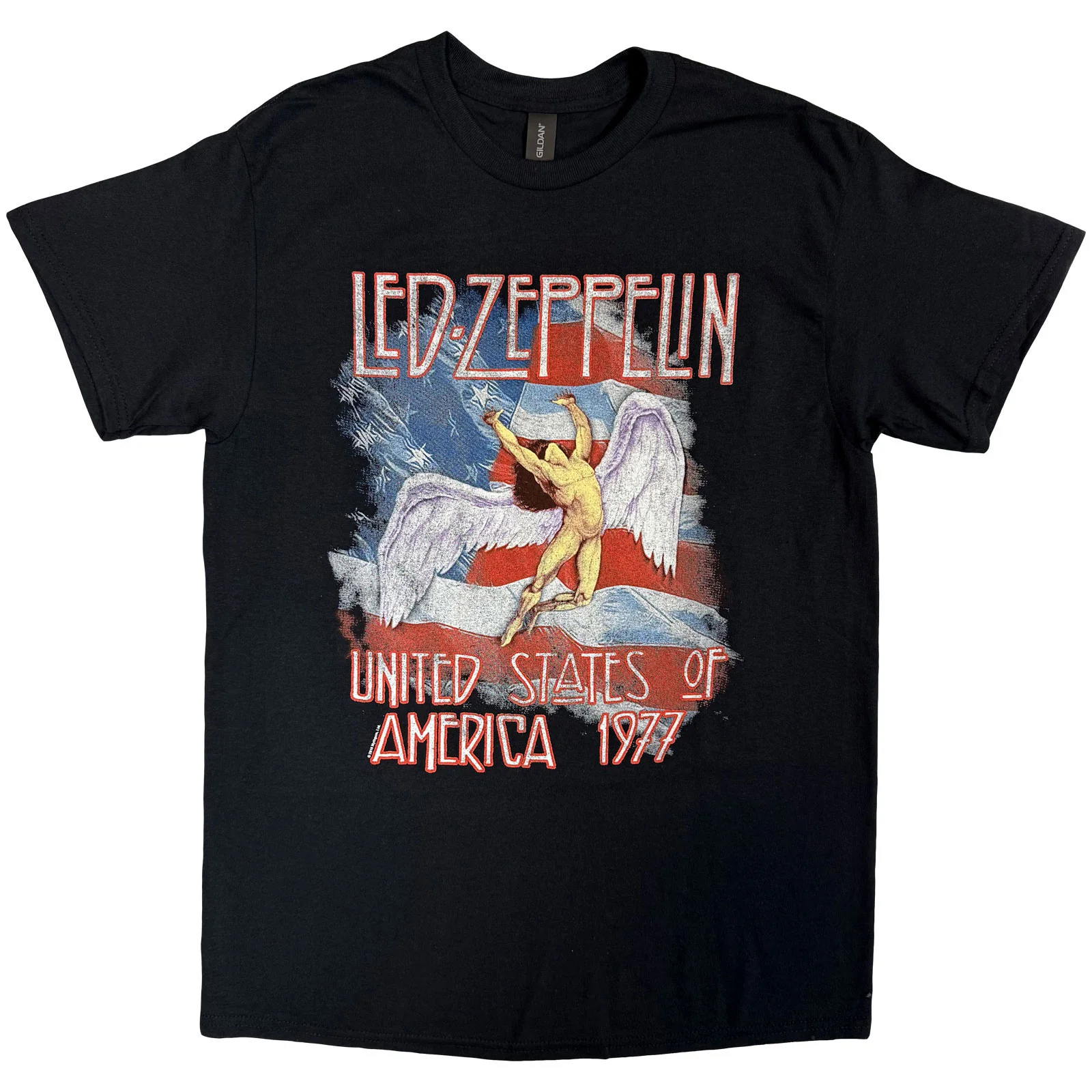 LED ZEPPELIN - STARS N' STRIPES USA '77. - T-Shirt Black
