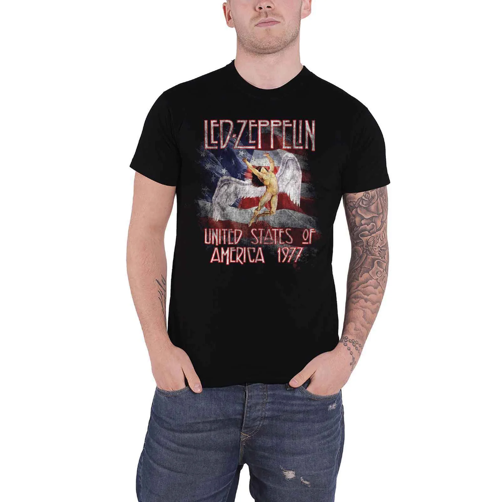 LED ZEPPELIN - STARS N' STRIPES USA '77. - T-Shirt Black - Image 2
