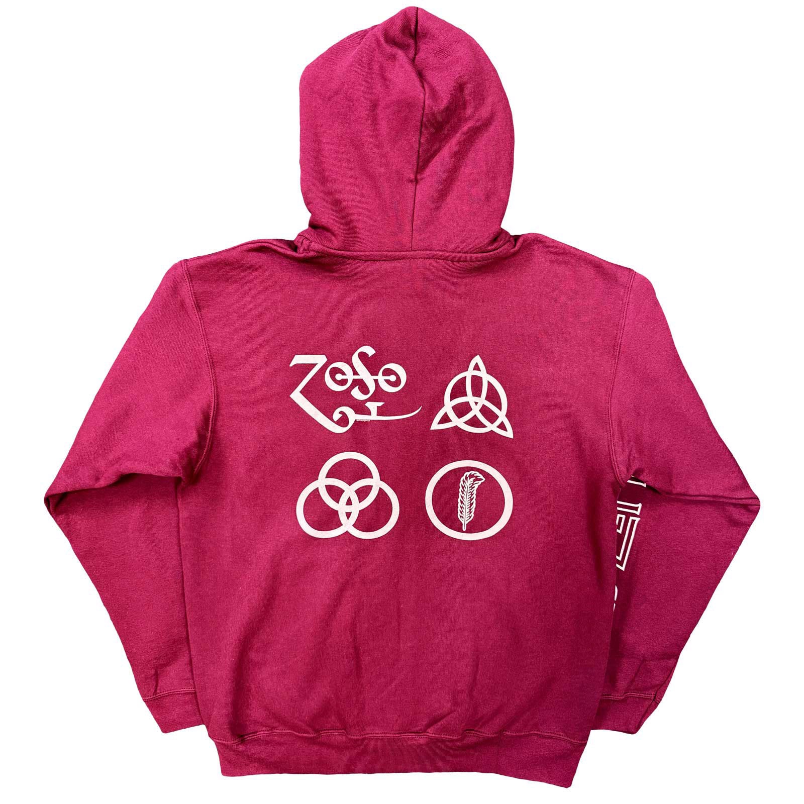 LED ZEPPELIN - SYMBOLS - Zipped Hoodie Red (Back Print) - Image 2