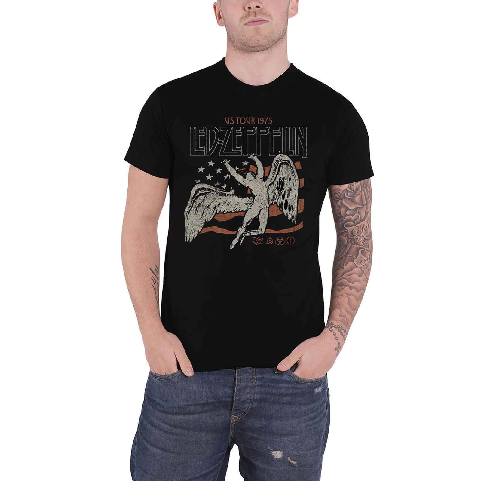 LED ZEPPELIN - US 1975 TOUR FLAG - T-Shirt Black - Image 2