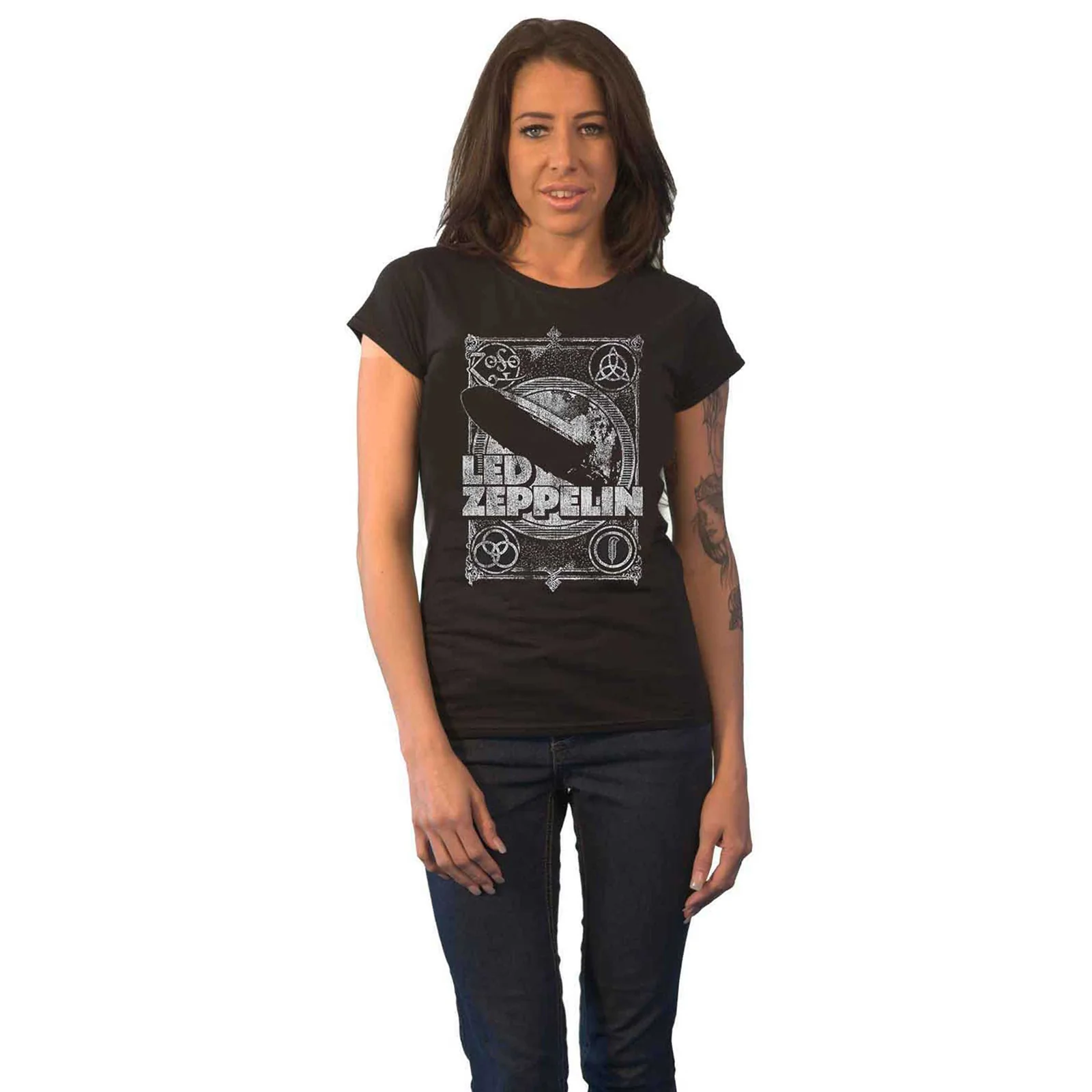 LED ZEPPELIN - VINTAGE PRINT LZ1 - Ladies T-Shirt Black - Image 2