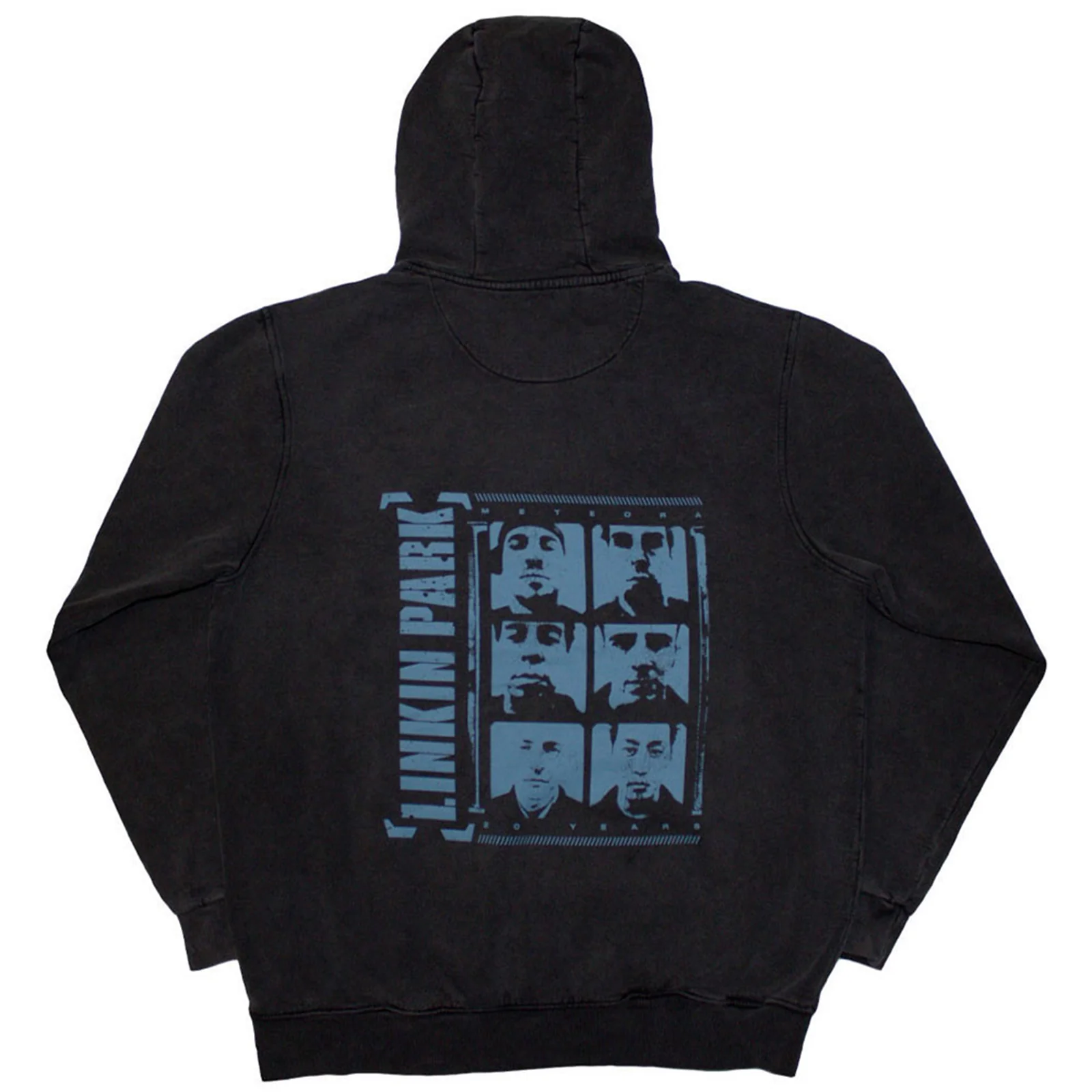 LINKIN PARK - METEORA PORTRAITS - Stone Wash Pullover Hoodie Grey (Back Print) - Image 2