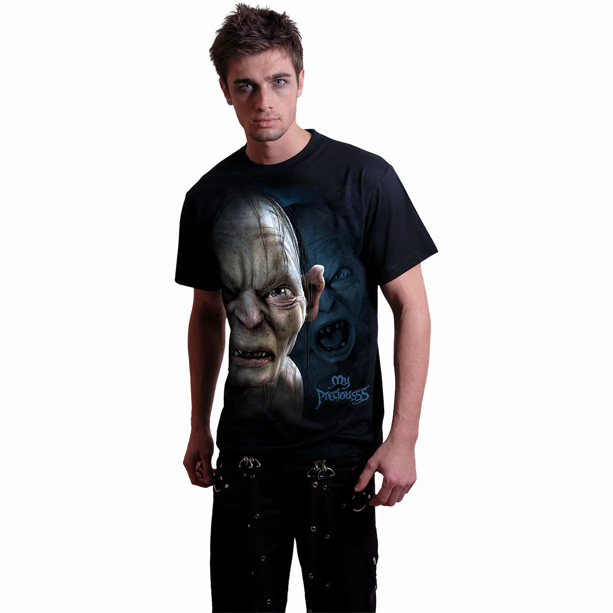 LOTR - GOLLUM - MY PRECIOUSSS - Front Print T-Shirt Black - Image 2