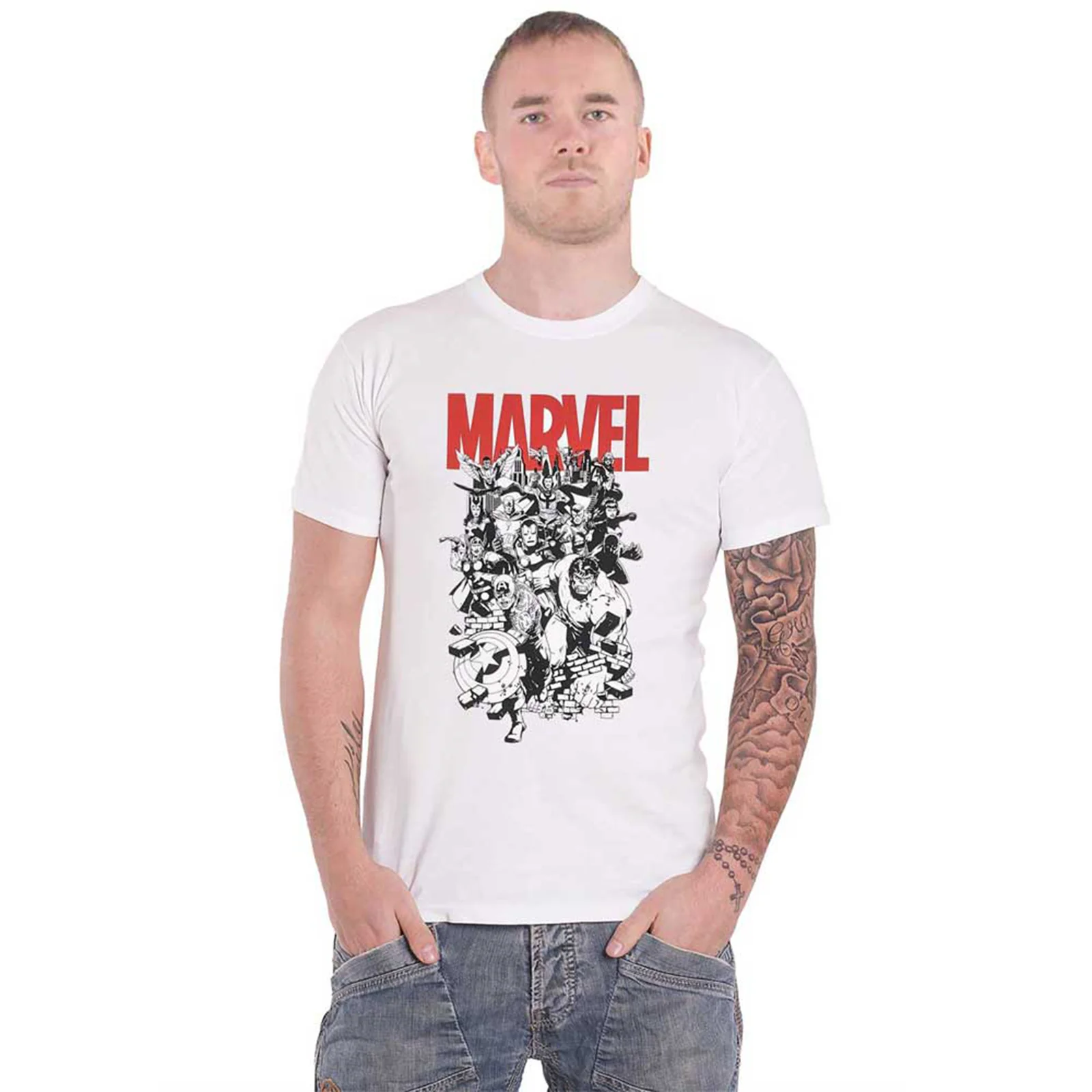 MARVEL COMICS - BLACK & WHITE CHARACTERS - T-Shirt White - Image 2